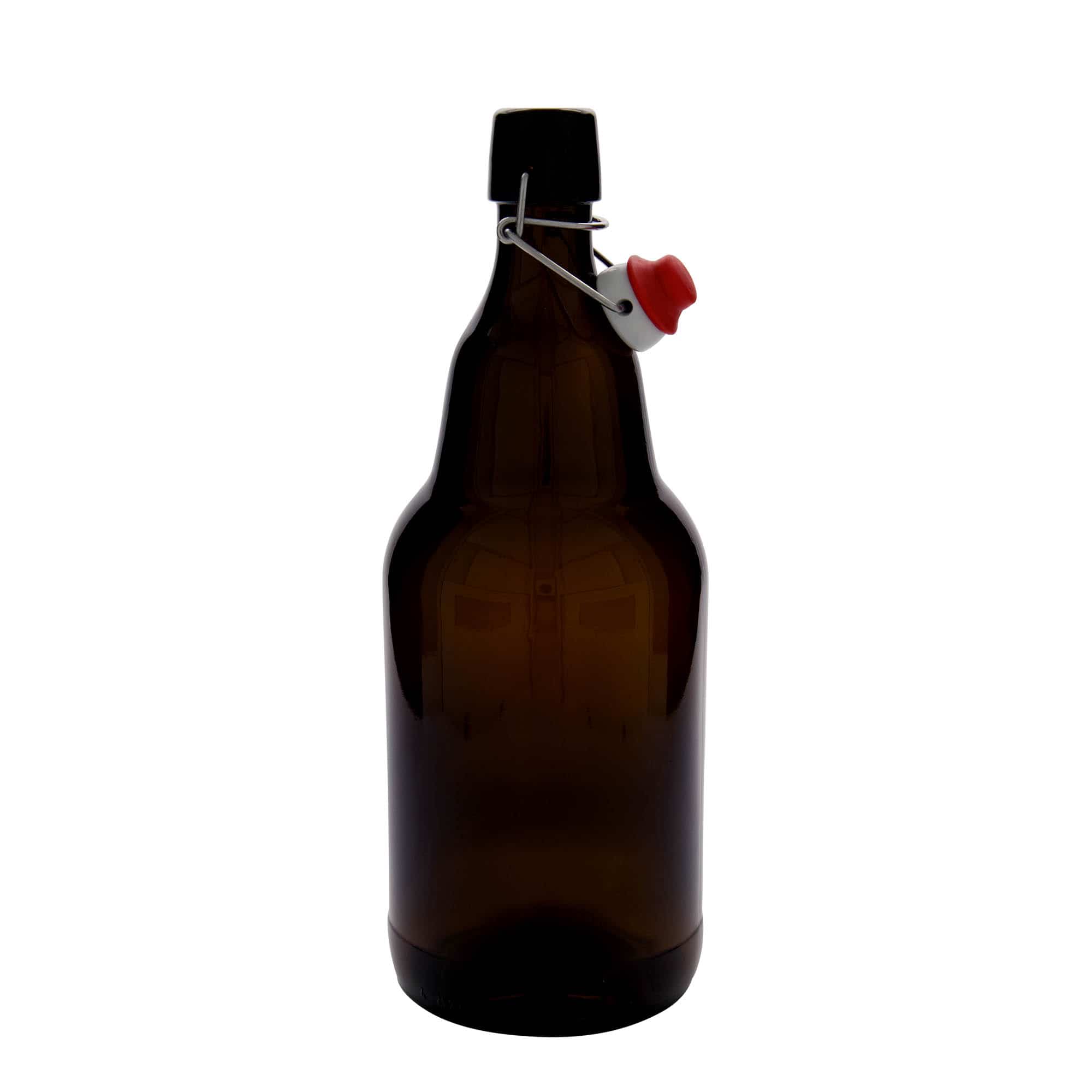Bouteille de bière 2 000 ml, verre, brun, ouverture : fermeture à levier