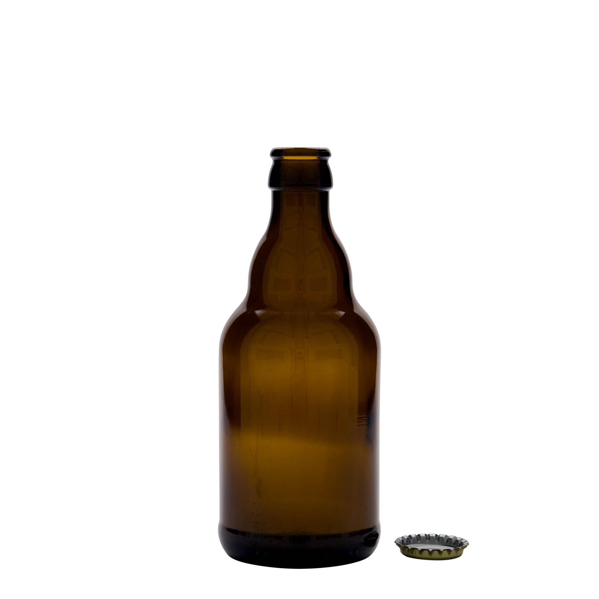 Bouteille de bière 330 ml « Steinie », verre, brun, ouverture : capsule couronne