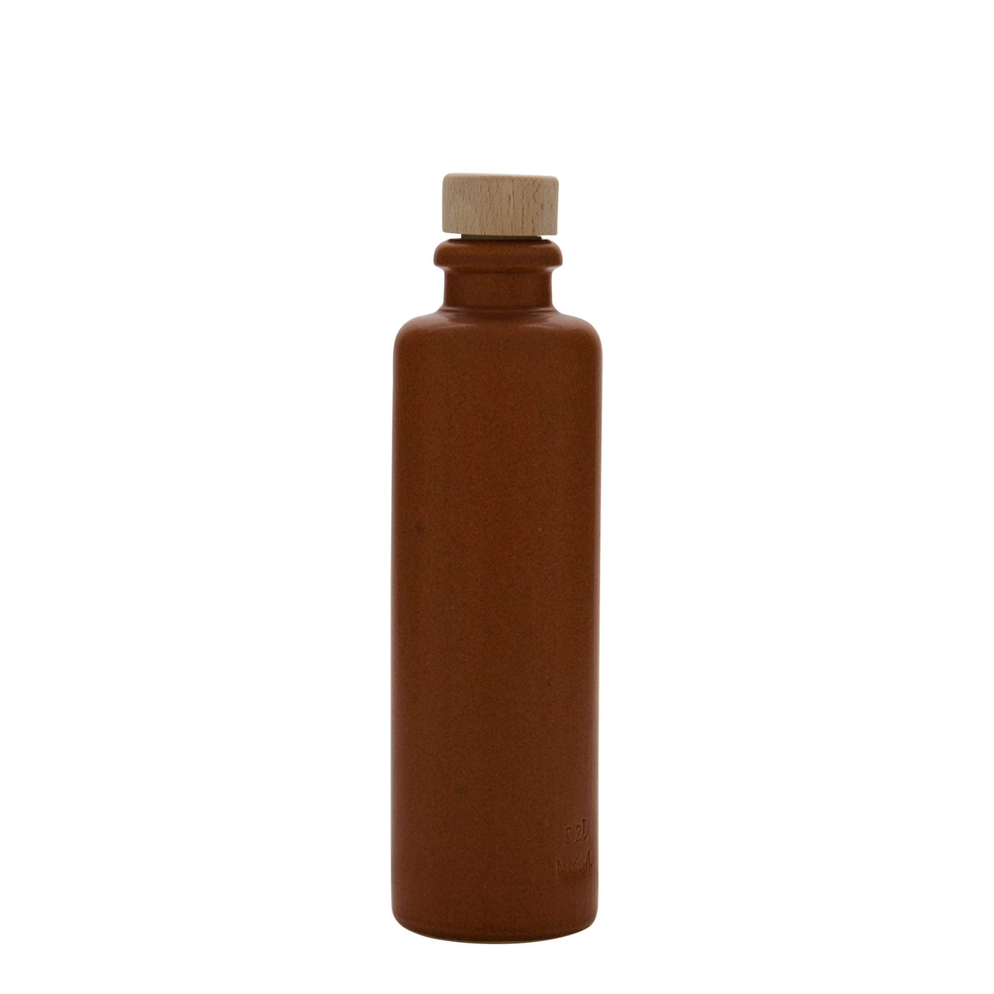 200 ml cruche en terre cuite, grès, rouge-brun, ouverture : bouchon en liège