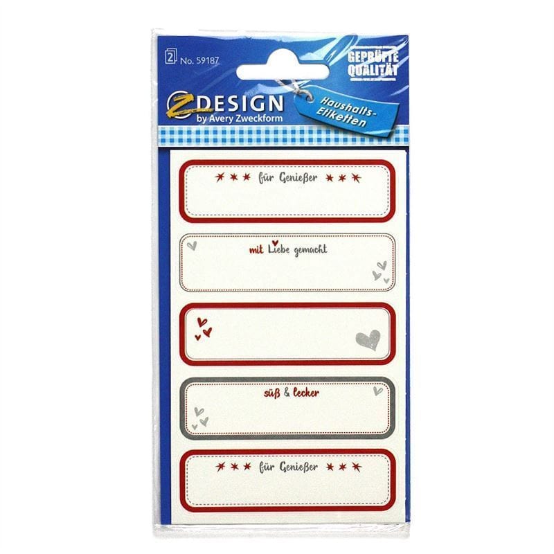 Étiquettes Zweckform « Fait maison », rectangulaires, papier, multicolores