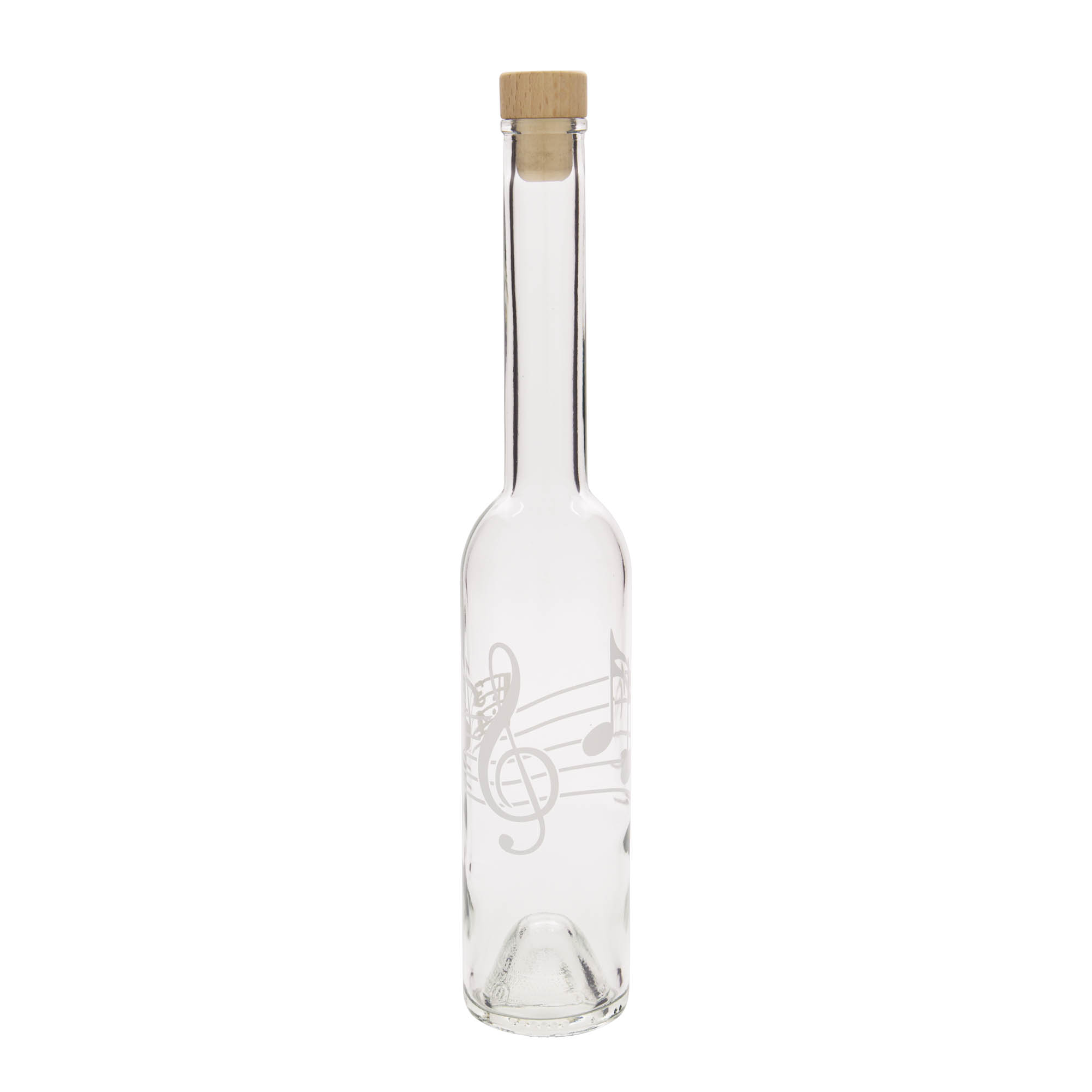 Bouteille en verre 350 ml 'Opera', motif : notes de musique, bouchon : liège Bouteille en verre 350 ml 'Opera', motif : notes de musique, bouchon : liège
