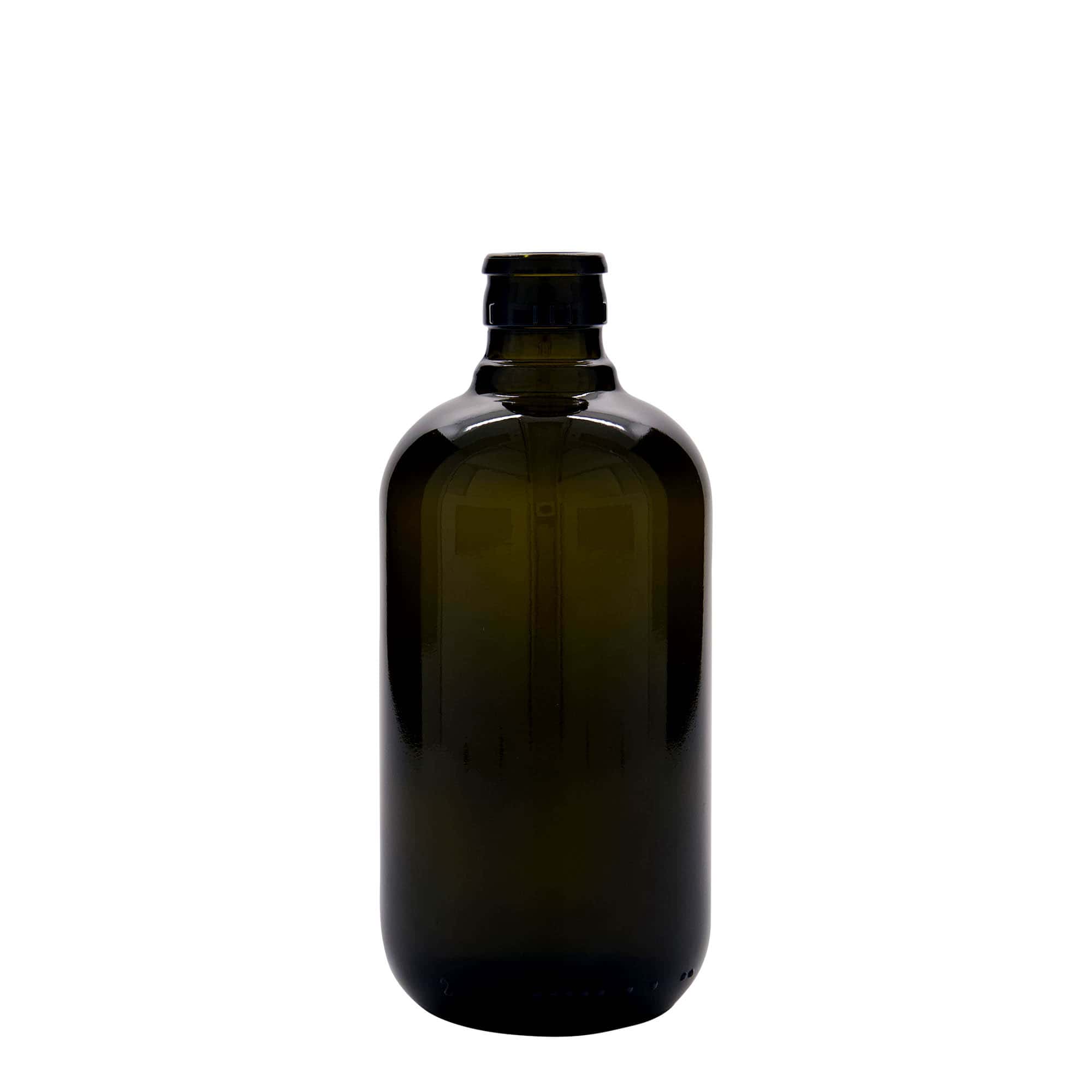 Bouteille de vinaigre/huile 500 ml 'Biolio', verre vert antique, embouchure : DOP