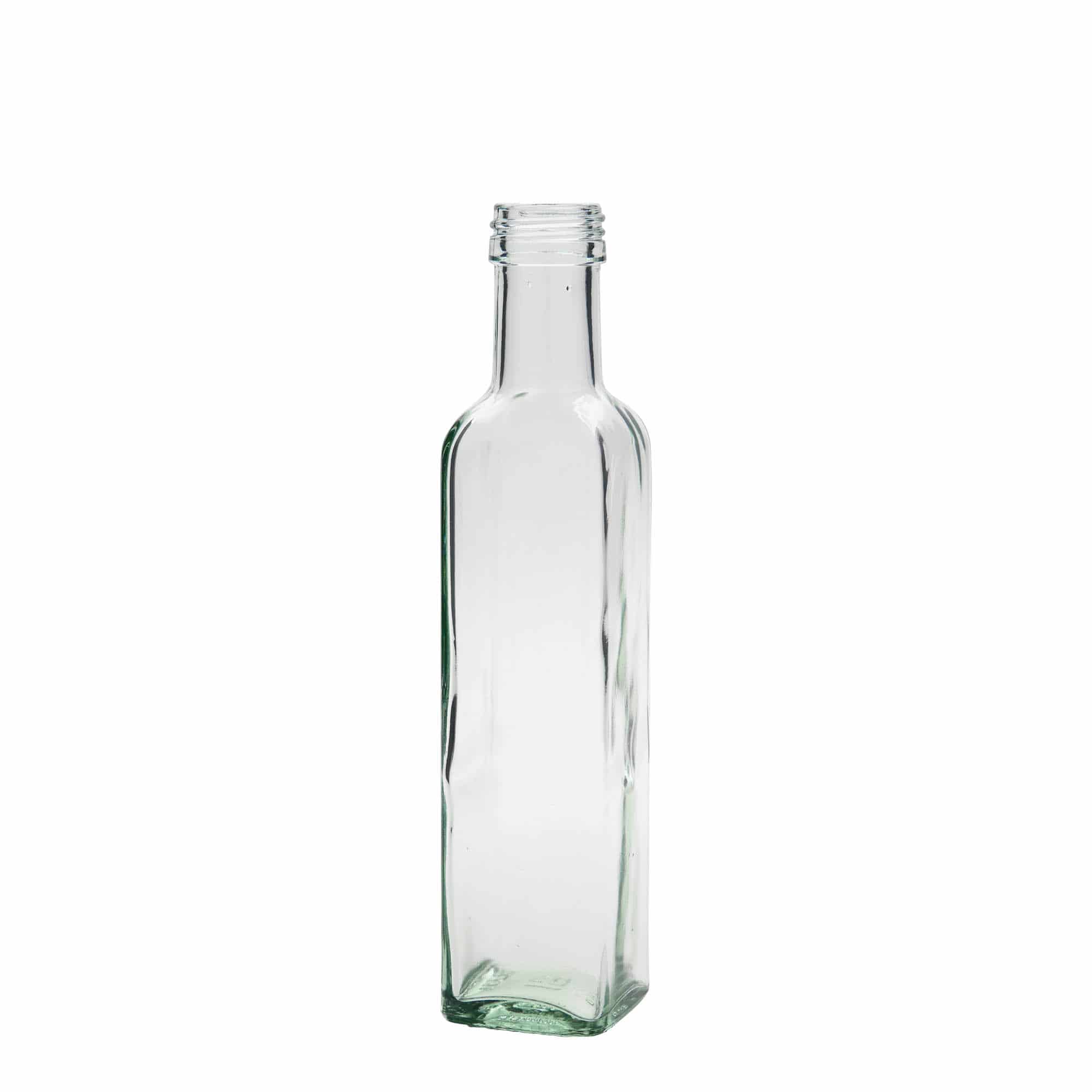 Bouteille en verre 250 ml 'Marasca', carrée, col : PP 31,5