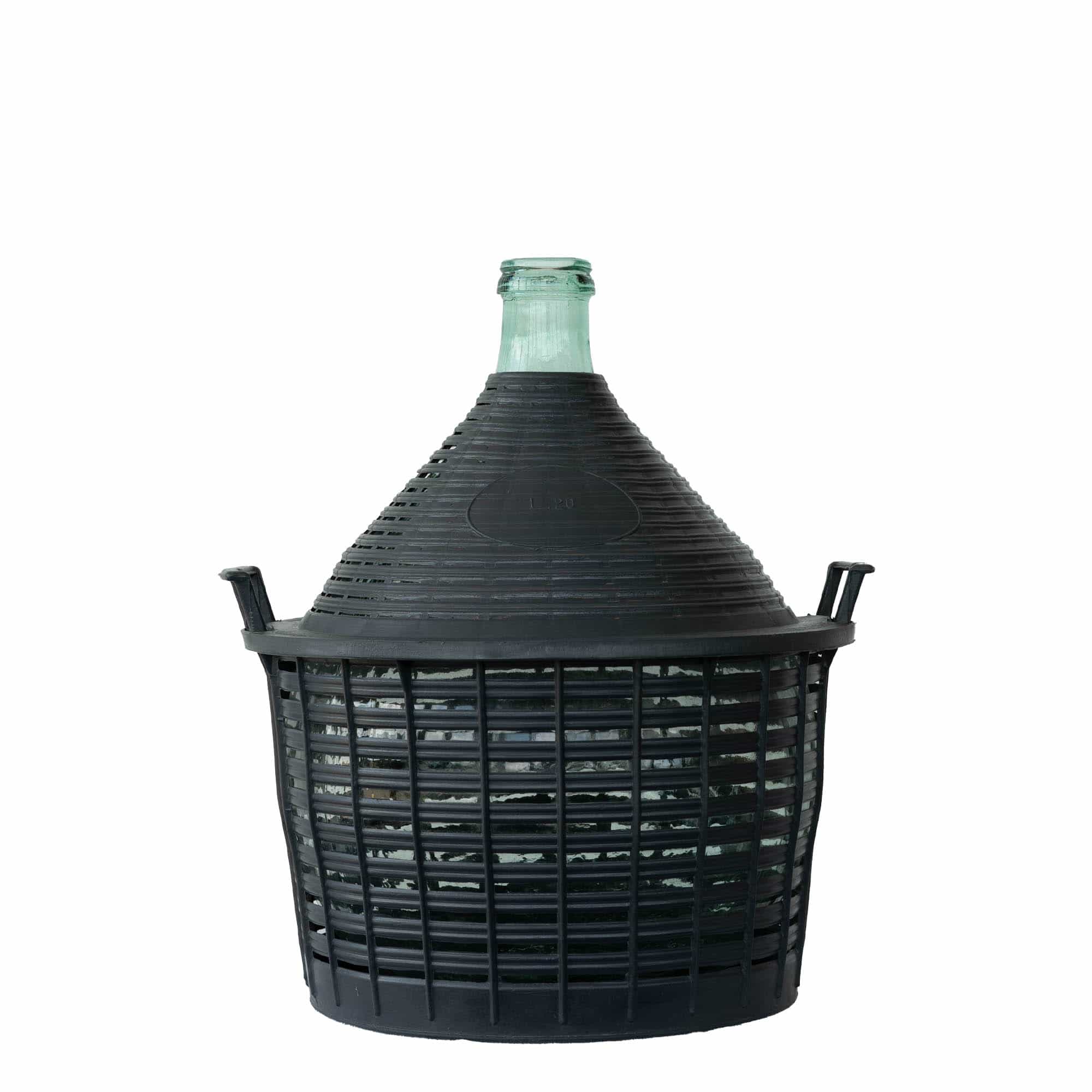 Bouteille ballon de 20 l à col étroit, verre, ouverture : couvercle à emboîtement