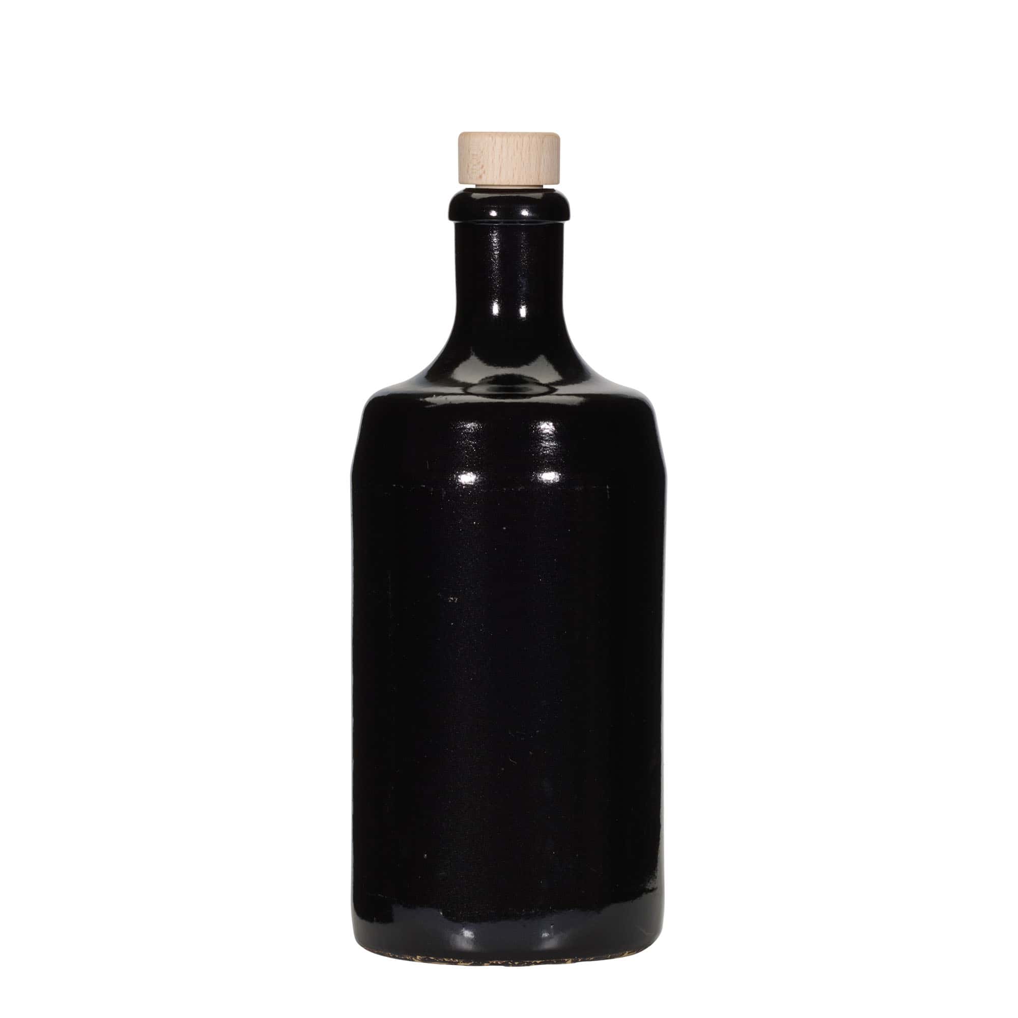 Cruche en grès 700 ml 'Calvados, grès, noir, ouverture : liège'