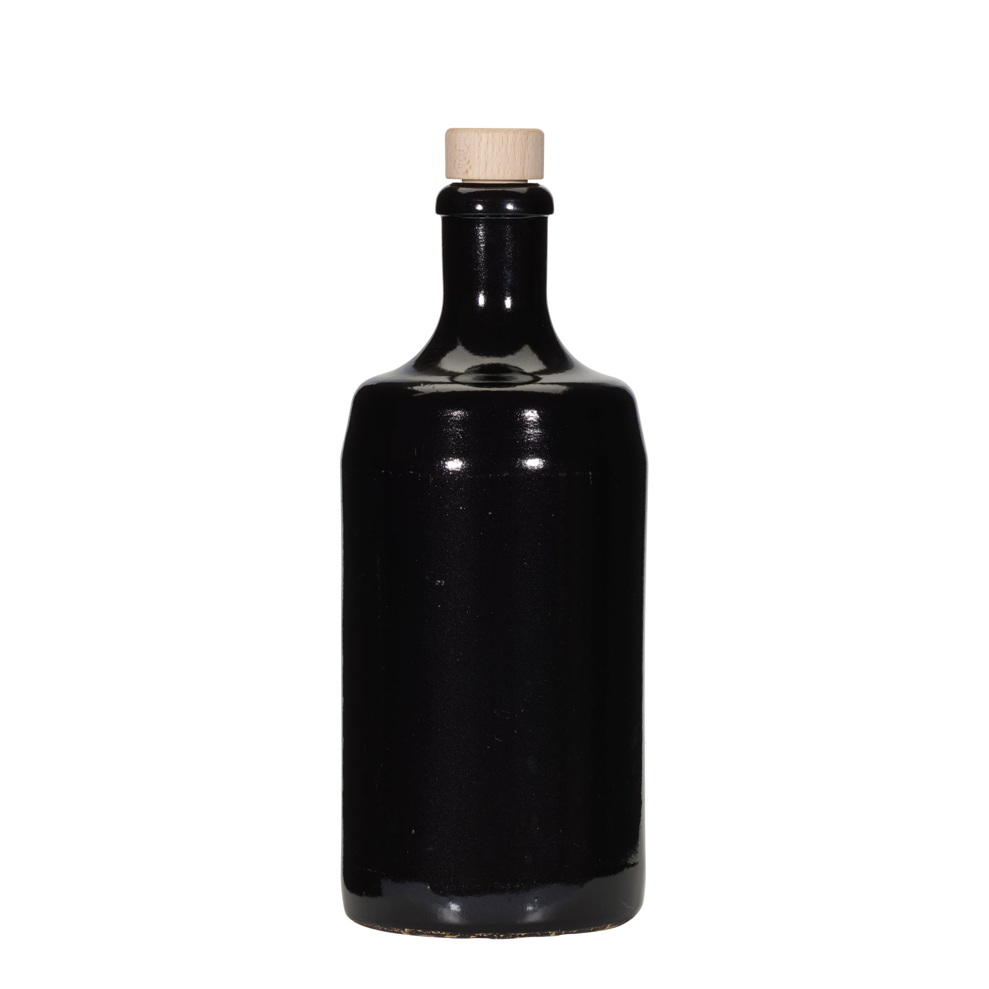 Cruche en grès 700 ml 'Calvados, grès, noir, ouverture : liège'