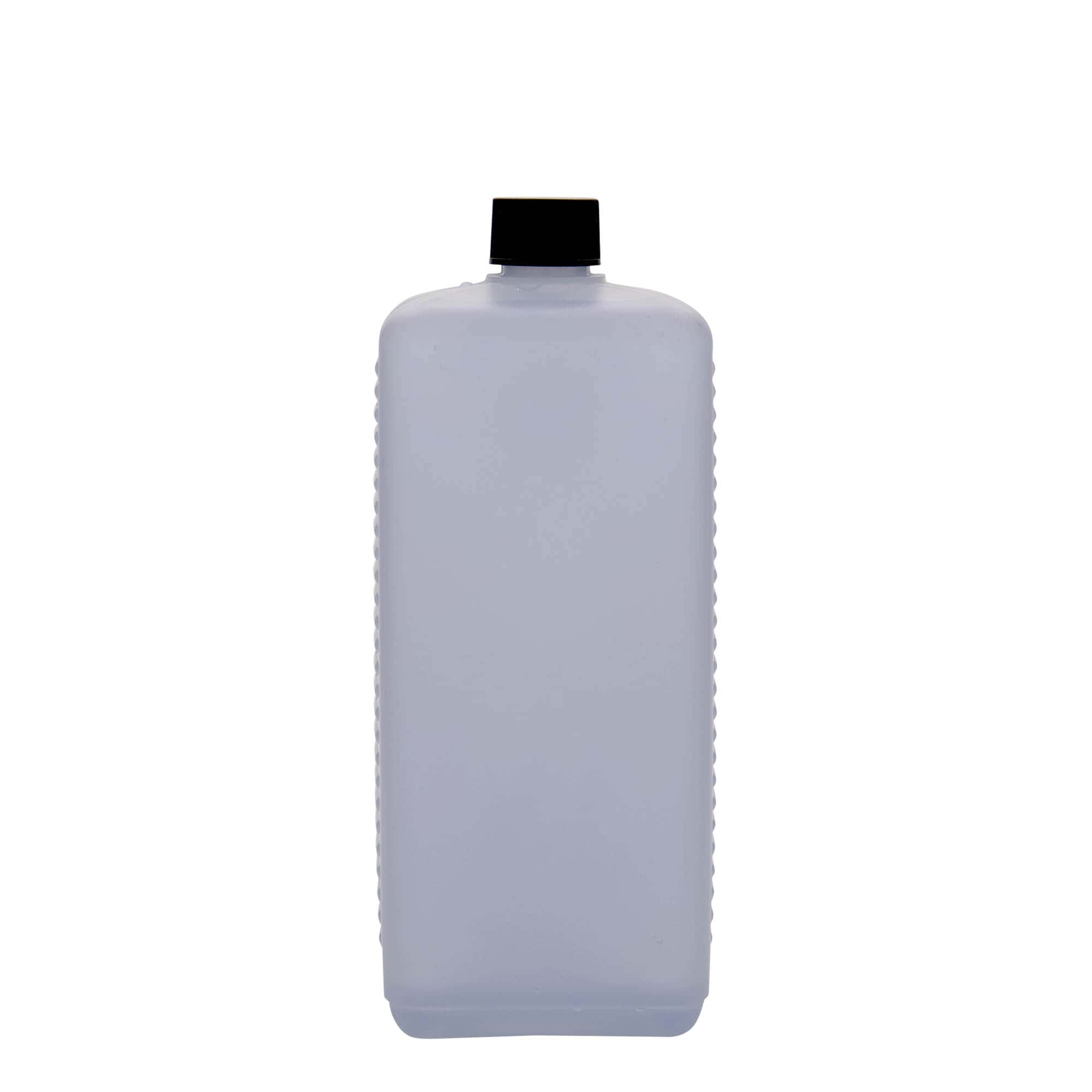 Bidon de 1 000 ml, rectangulaire, plastique HDPE, naturel, ouverture : DIN 25 EPE