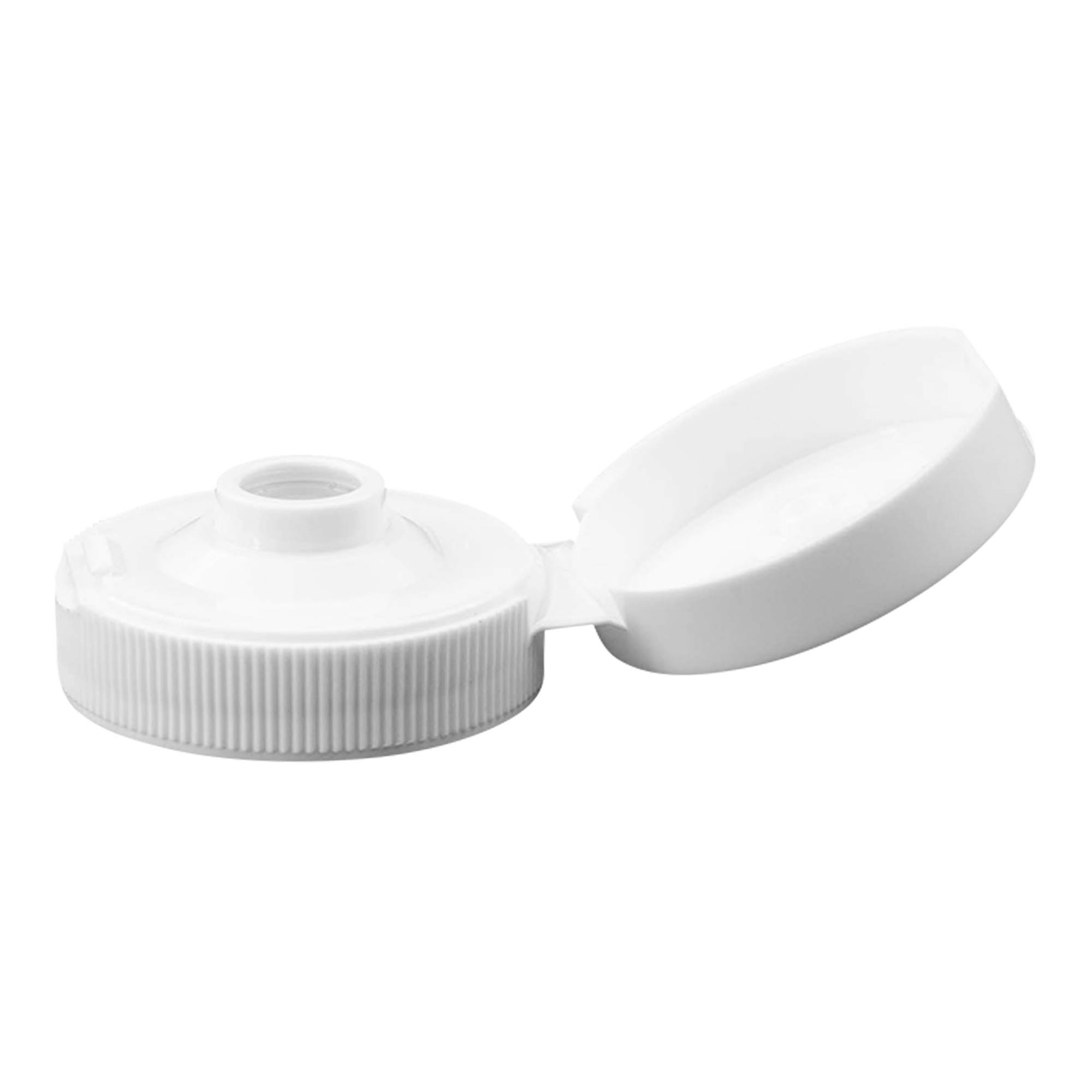 Bouchon à vis avec charnière à bascule, plastique PP, blanc, pour ouverture : 38/400