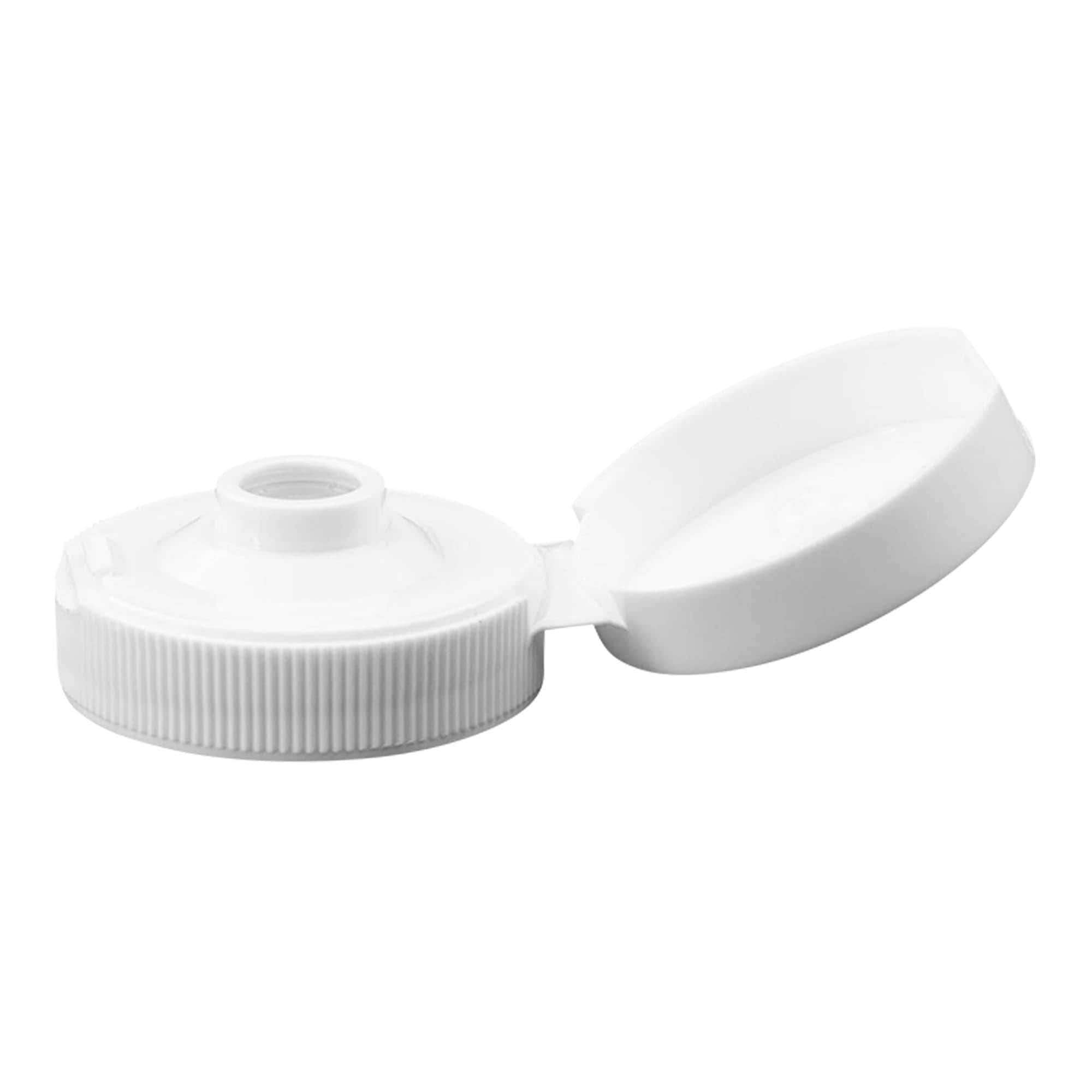 Bouchon à vis avec charnière à bascule, plastique PP, blanc, pour ouverture : 38/400