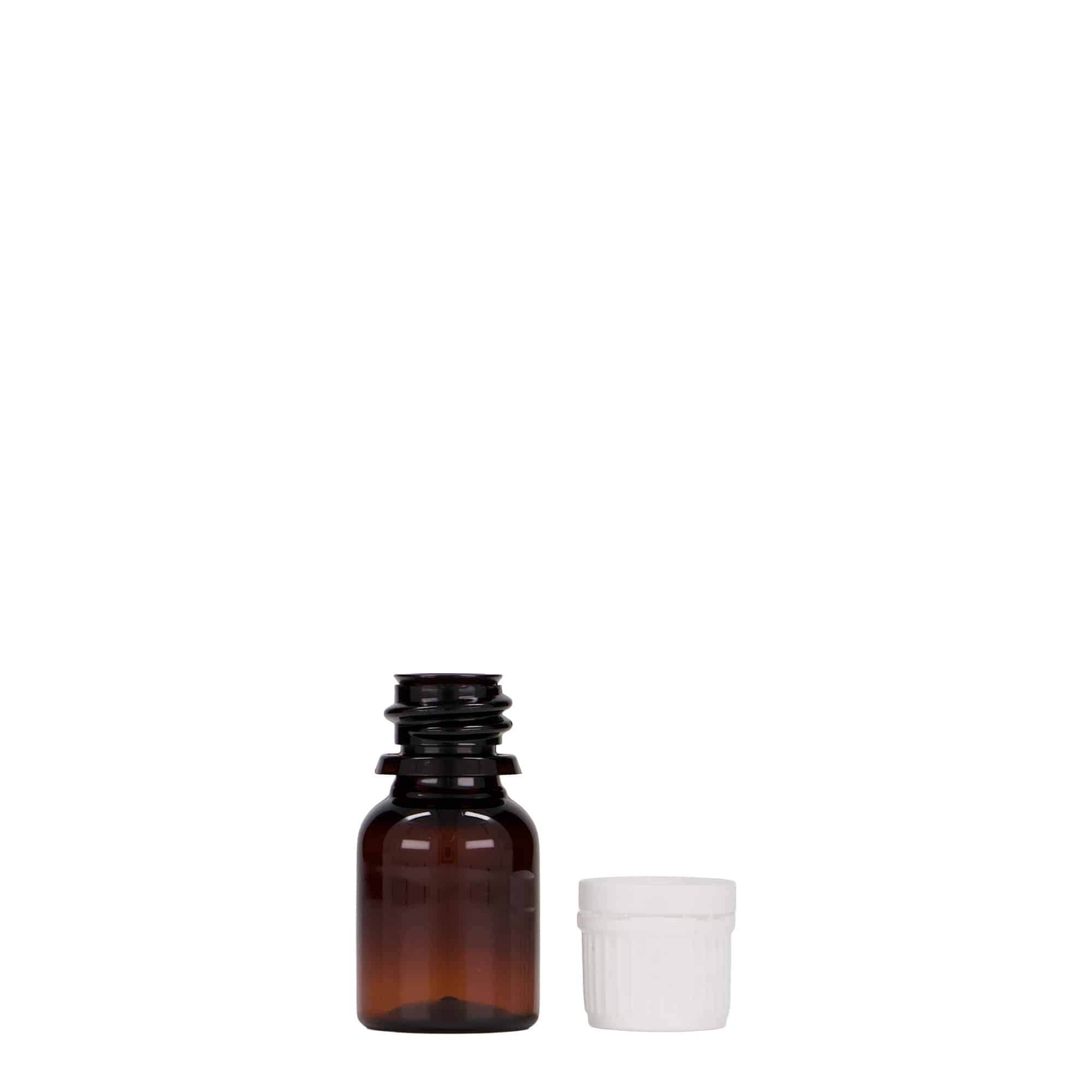 Flacon pharmaceutique en PET 10 ml 'Easy Living', brun, plastique, bouchage: DIN 18