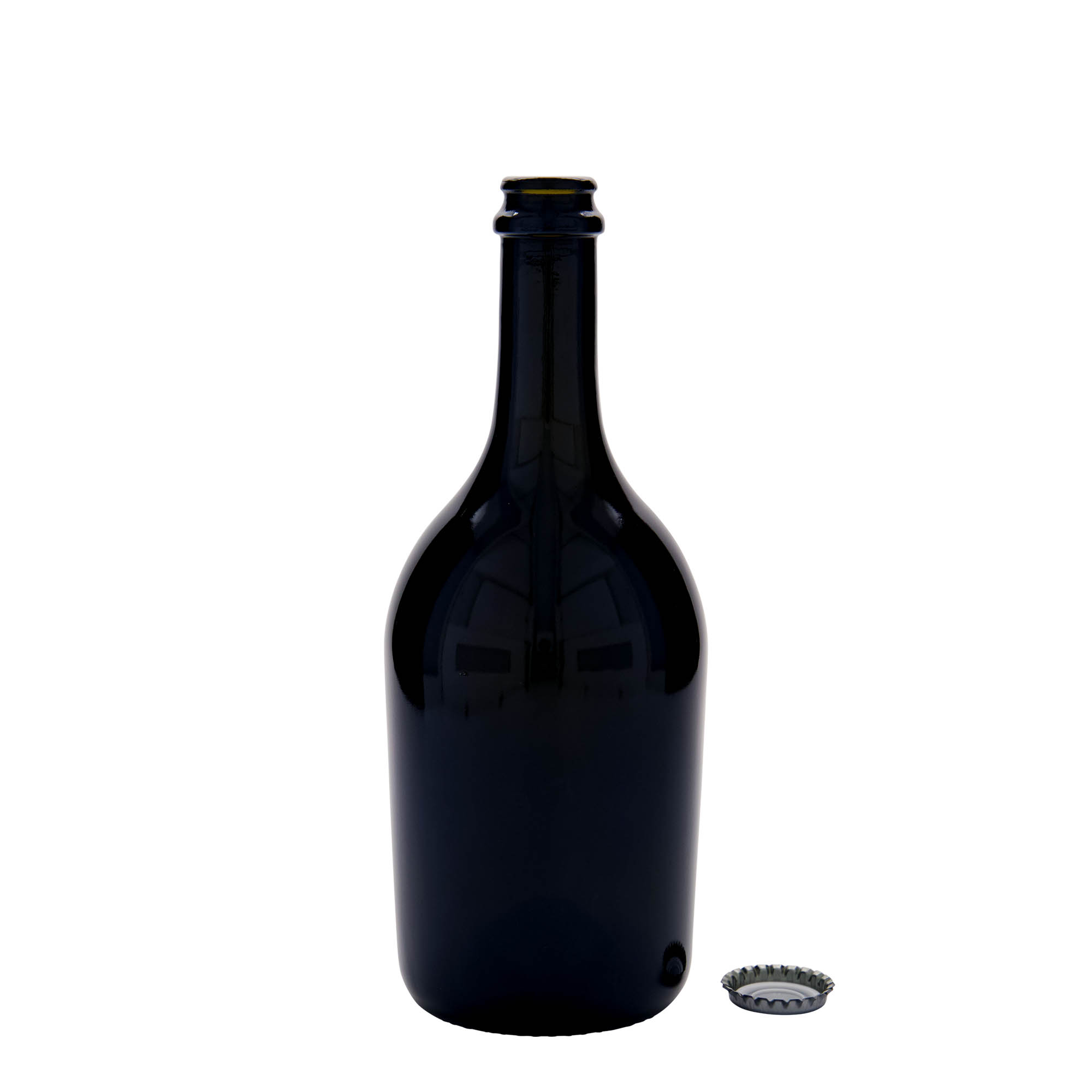 Bouteille de bière/champagne 750 ml 'Butterfly', verre, vert antique, goulot : capsule couronne
