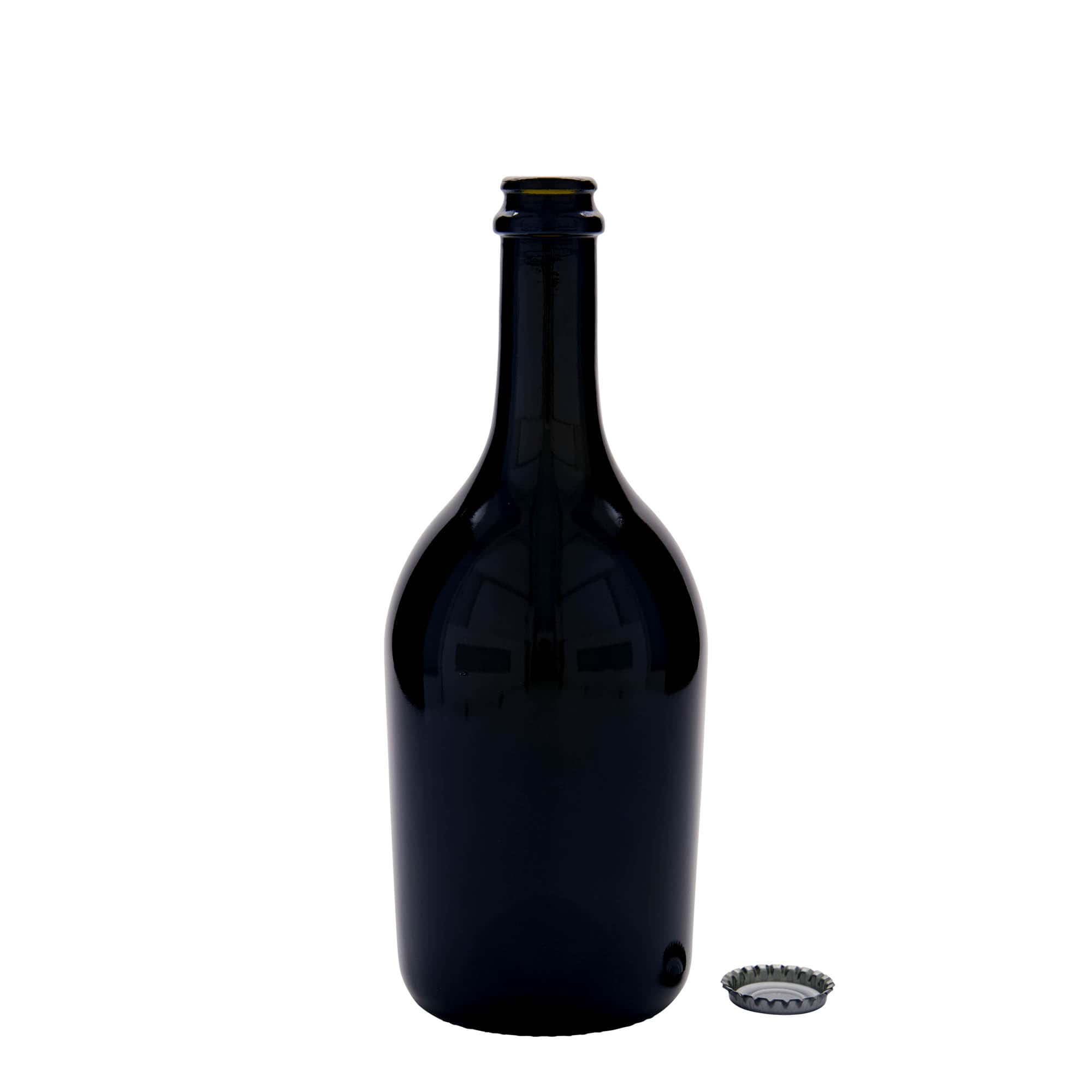 Bouteille de bière/champagne 750 ml 'Butterfly', verre, vert antique, goulot : capsule couronne