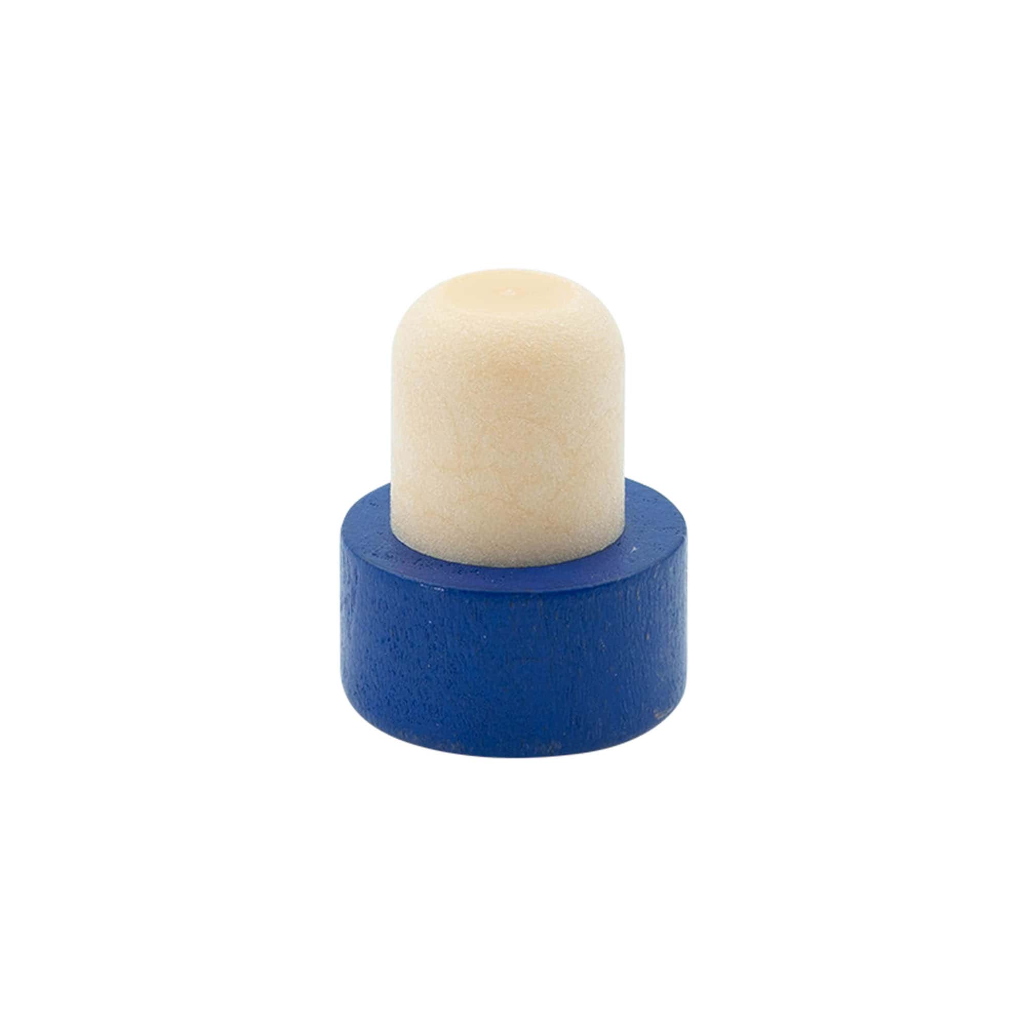 Bouchon à prise 19 mm, bois/plastique, bleu, pour embouchure : liège Bouchon à prise 19 mm, bois/plastique, bleu, pour embouchure : liège