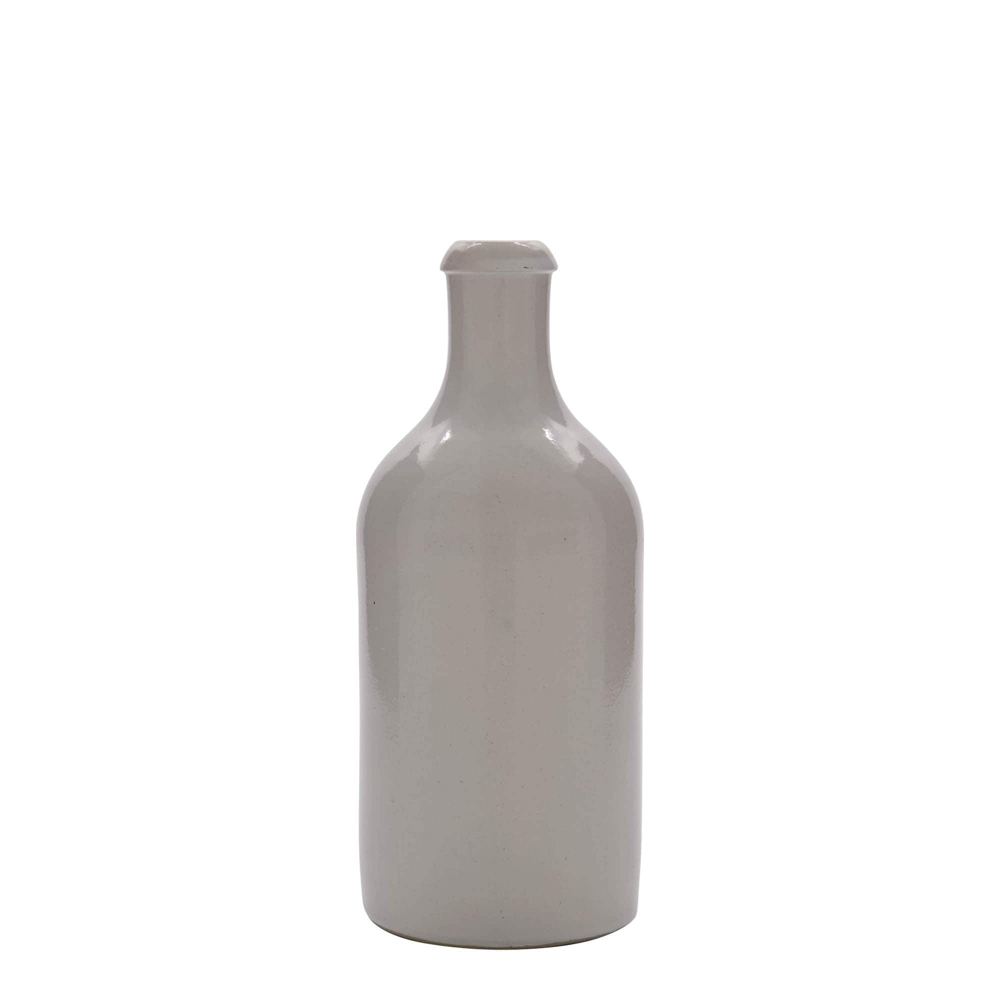 Cruche en terre cuite 500 ml, grès, blanche, ouverture : liège