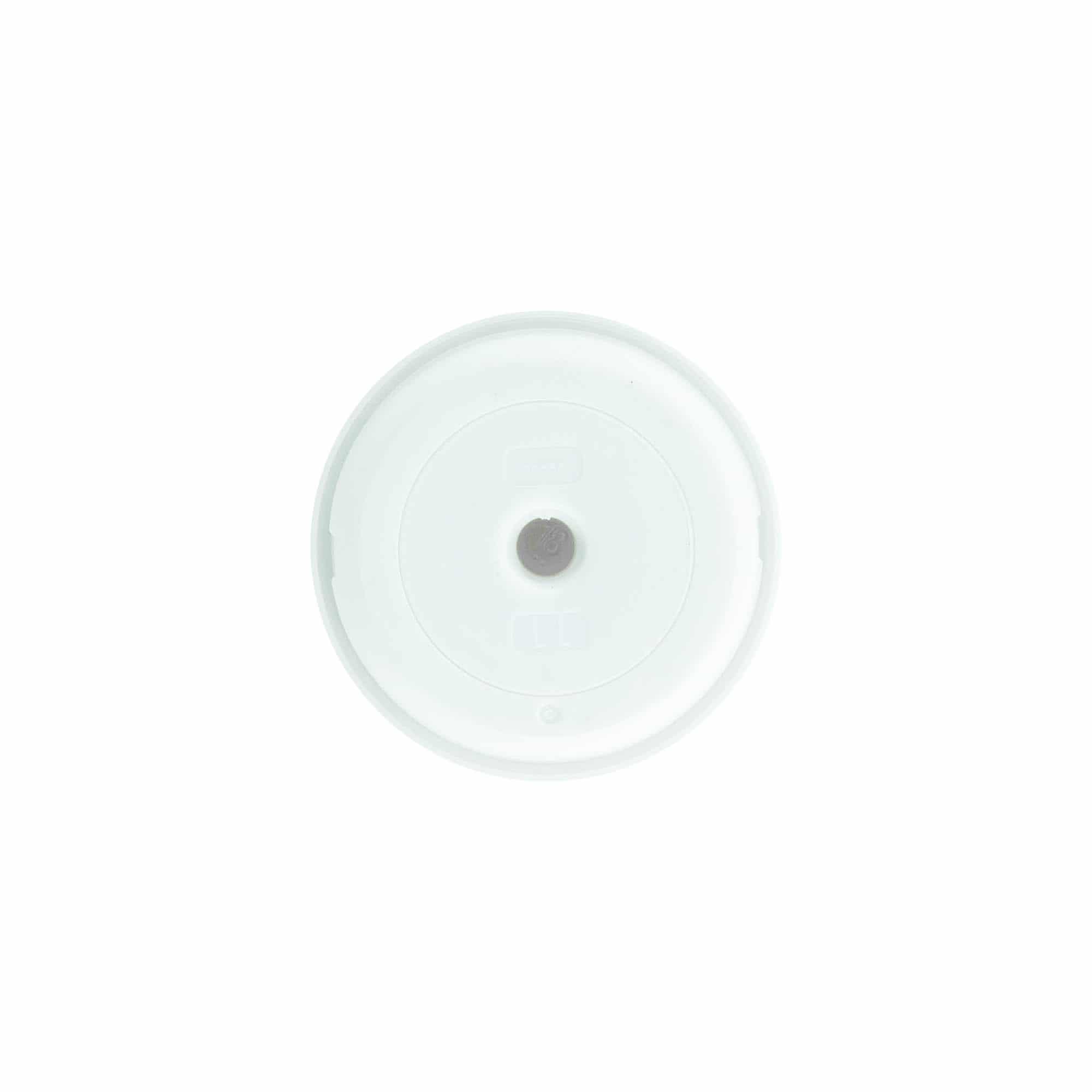 Pompe distributeur airless « Mezzo », type D, plastique PP, blanc avec capuchon mat argent métallisé