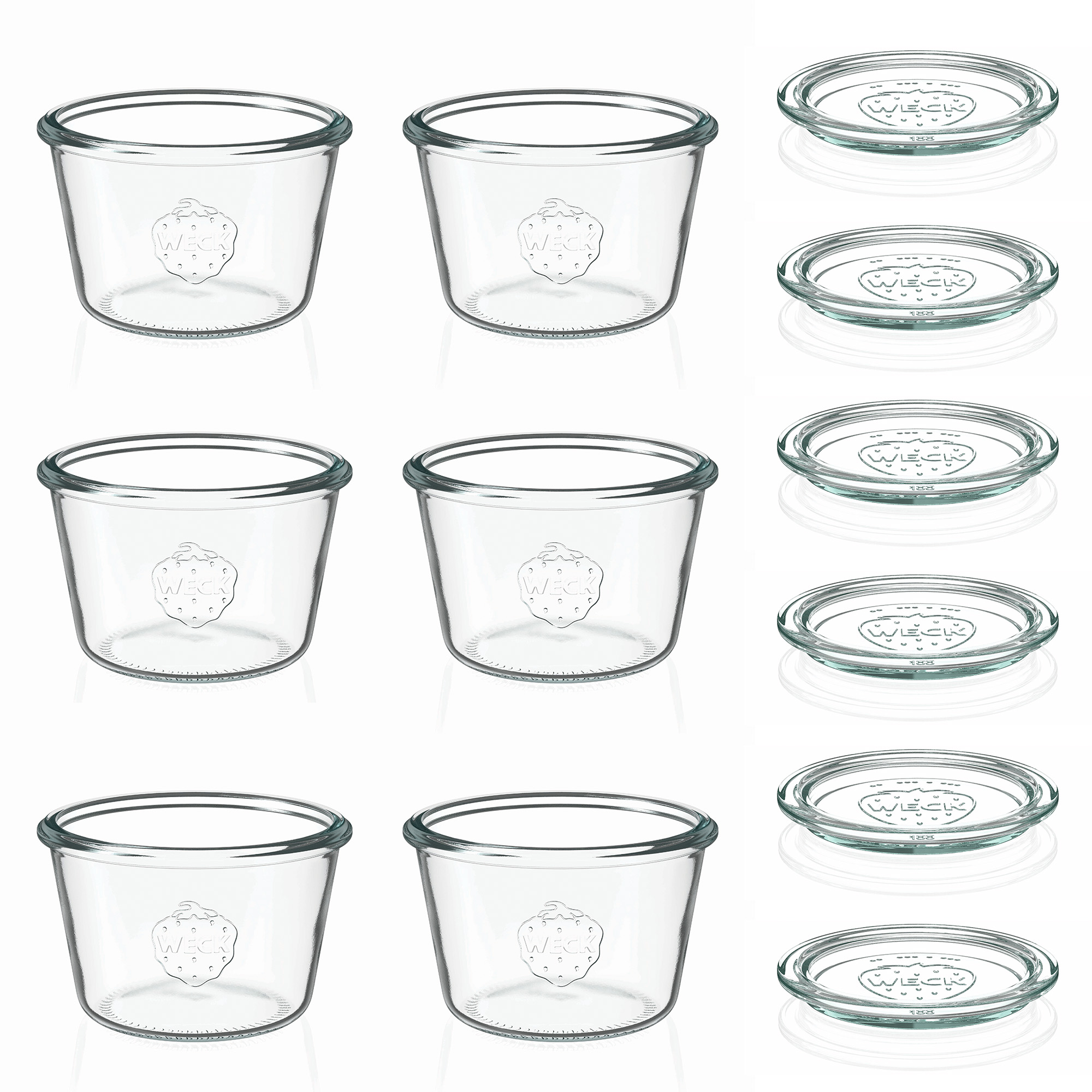 6x 370 ml bocal WECK à renversement avec couvercle en verre RR 100
