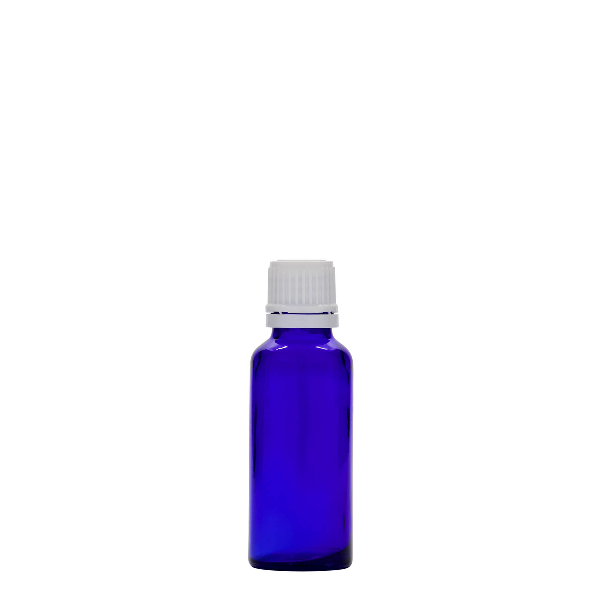 Flacon médical 30 ml, verre, bleu royal, ouverture : DIN 18