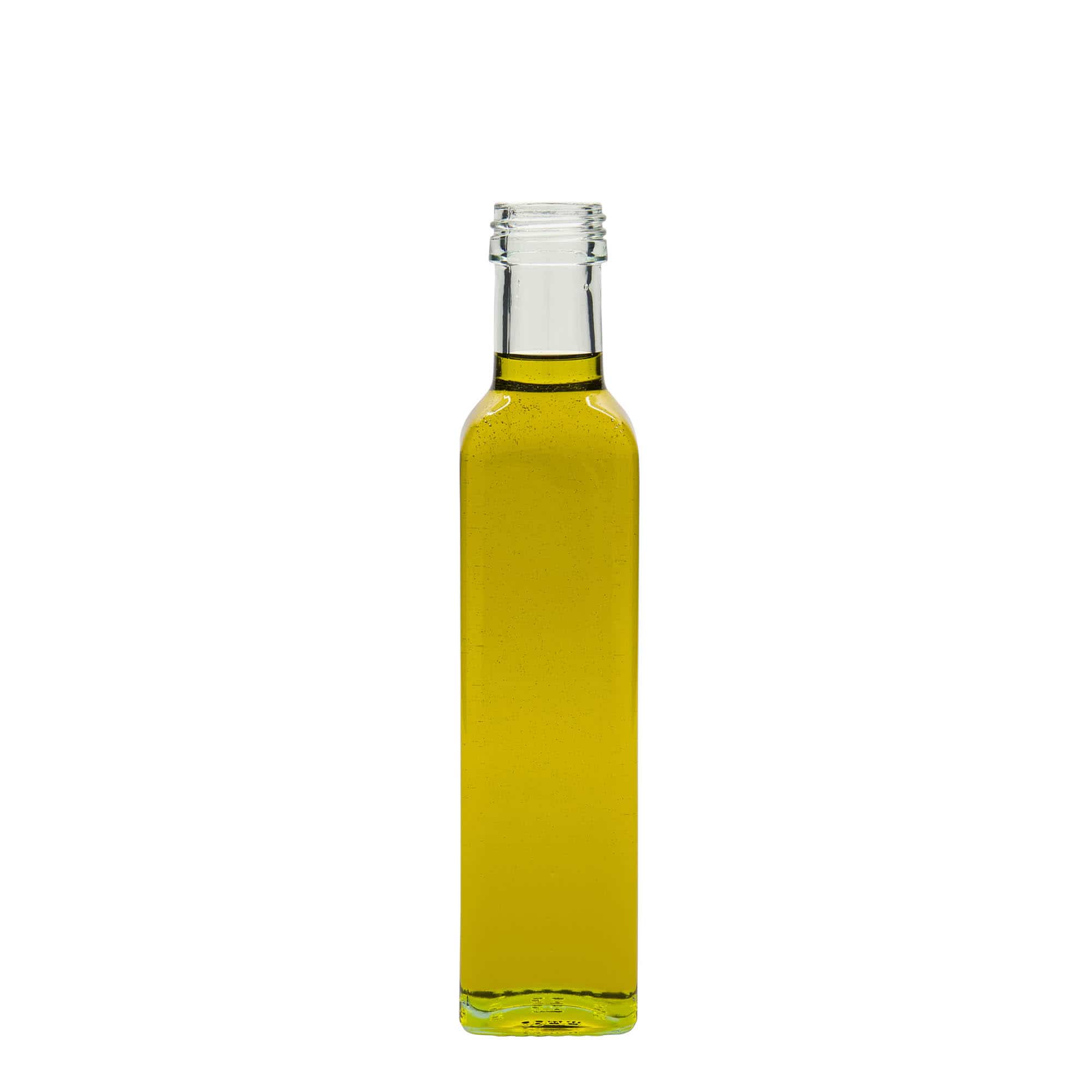 Bouteille en verre 250 ml « Marasca », carrée, ouverture : PP 31,5
