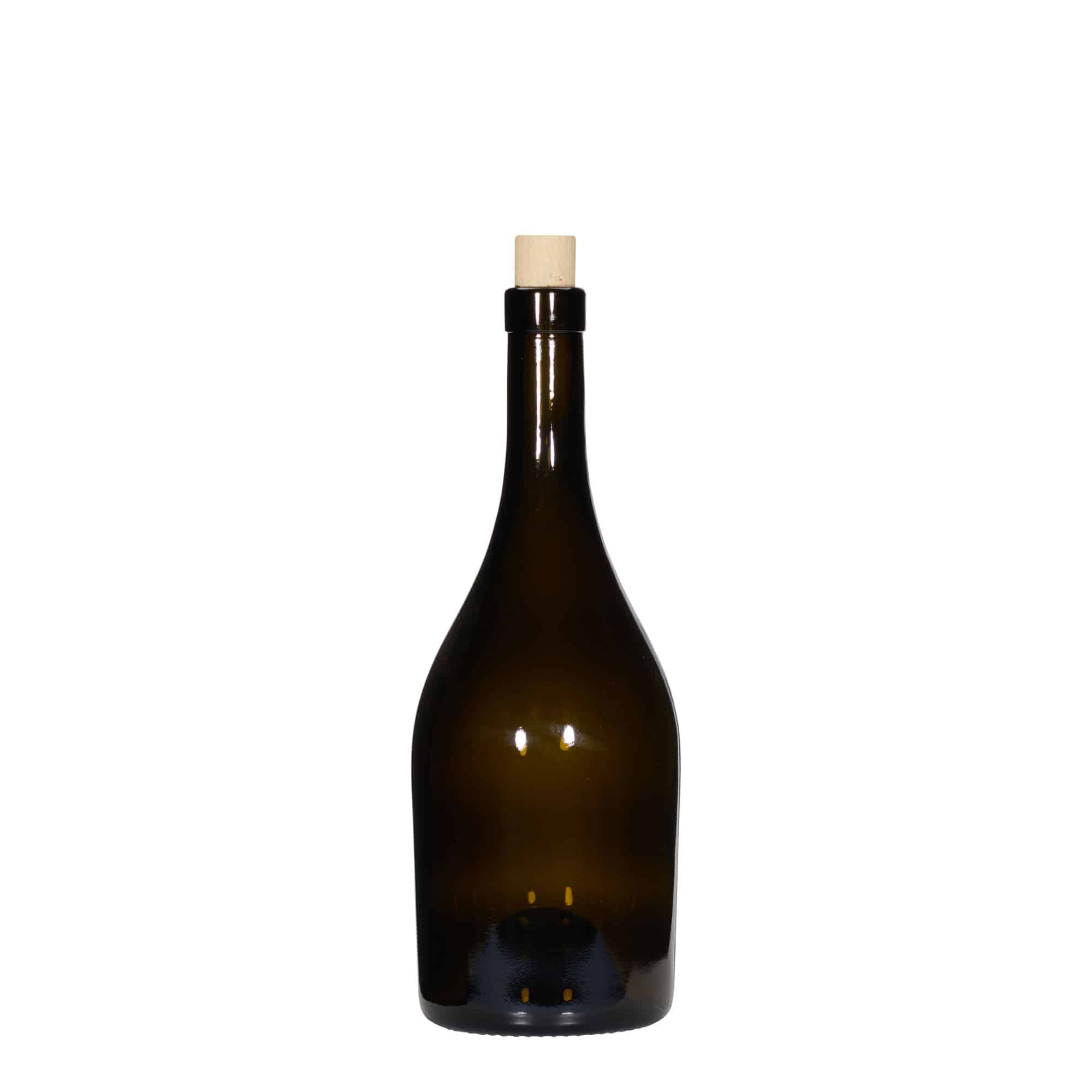Bouteille de vin 750 ml 'Exclusive', vert antique, ouverture : bouchon en liège