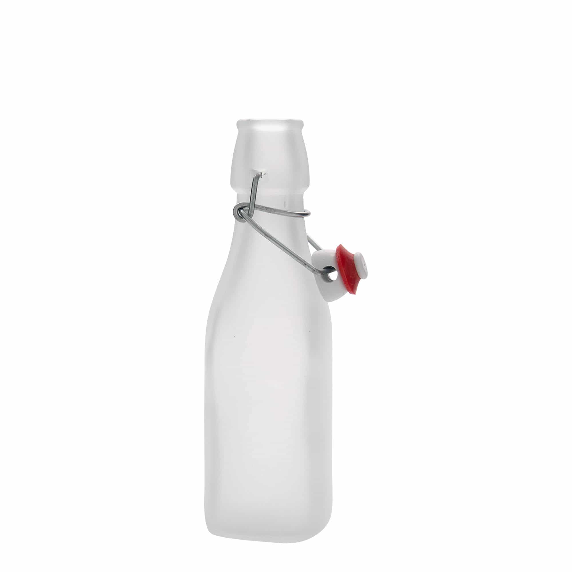 Bouteille en verre 250 ml 'Swing', carrée, blanche, bouchage: bouchon mécanique