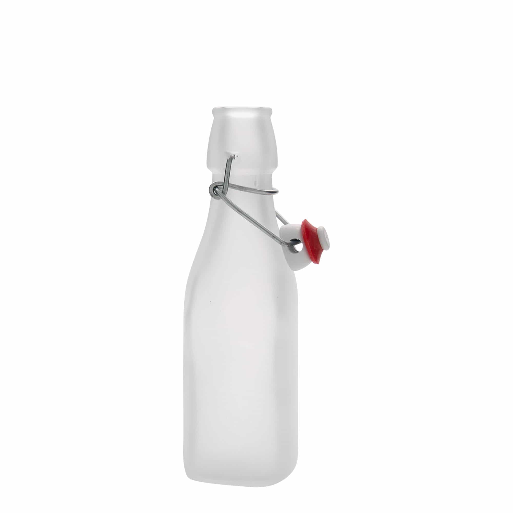 Bouteille en verre 250 ml 'Swing, carrée, blanche, ouverture : fermeture à levier'