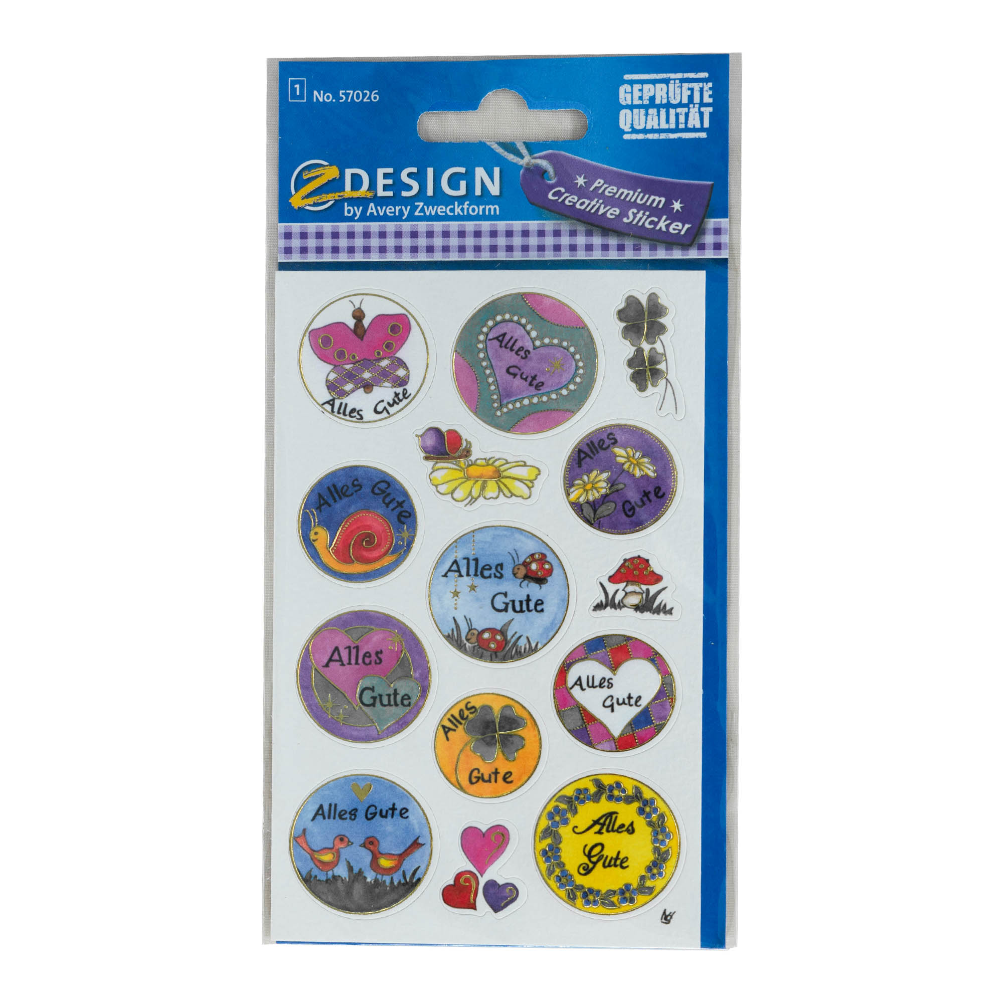 Autocollants Zweckform « Alles Gute », multicolores Autocollants Zweckform « Alles Gute », multicolores