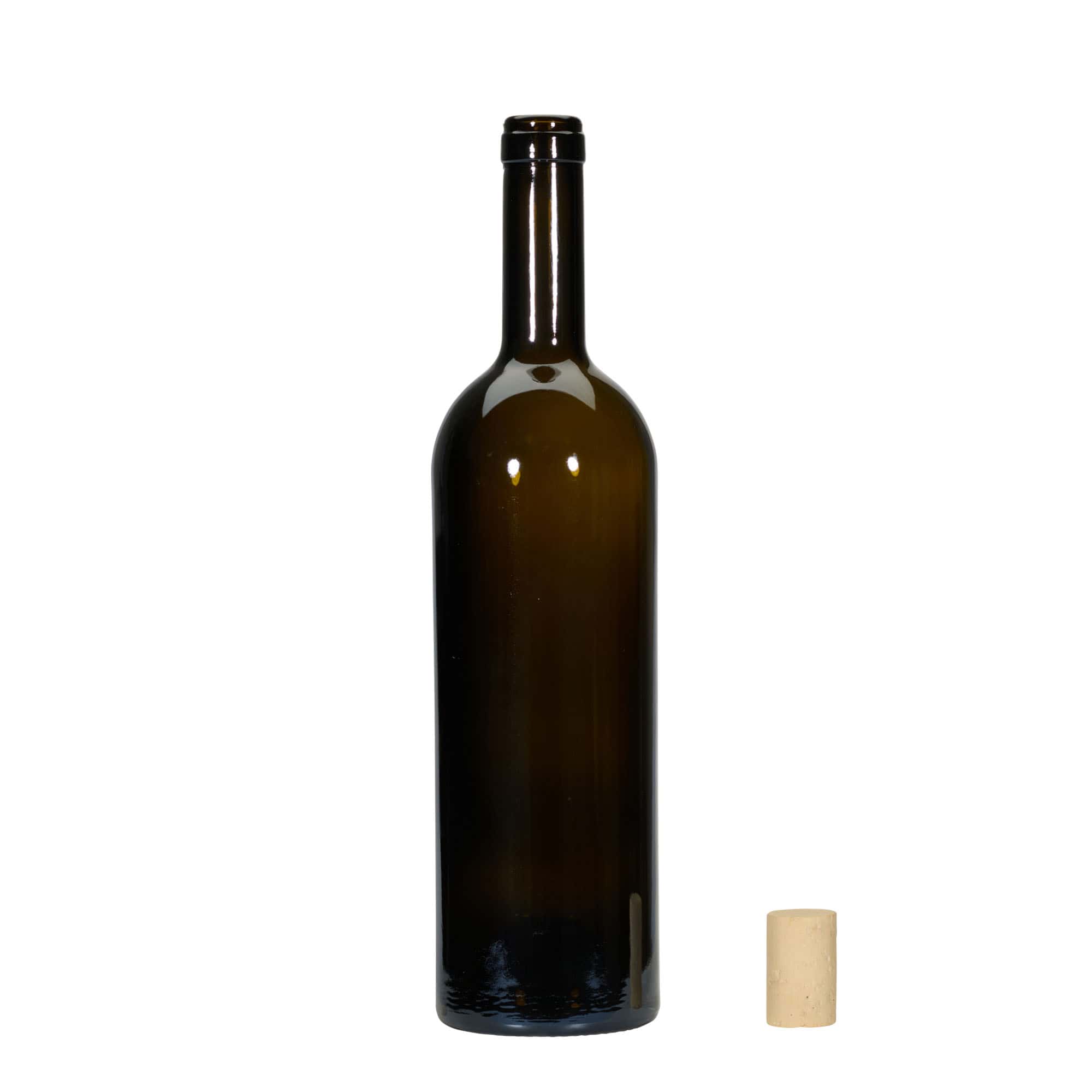 Bouteille de vin 750 ml 'Golia', vert antique, ouverture : liège
