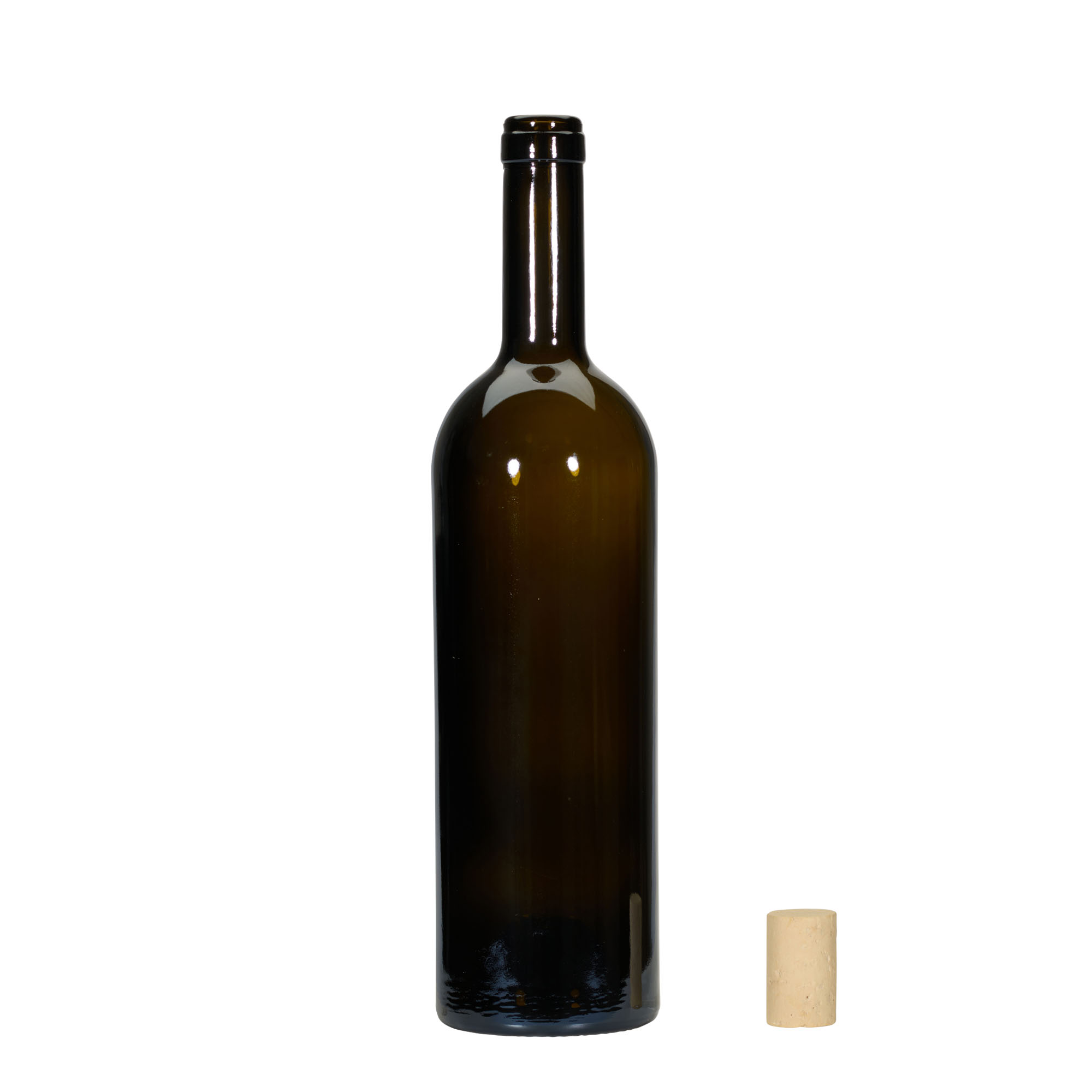 Bouteille de vin 750 ml 'Golia', vert antique, ouverture : liège Bouteille de vin 750 ml 'Golia', vert antique, ouverture : liège