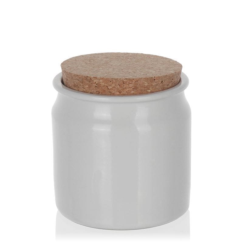 Pot en grès 160 ml, céramique, blanc, bouchage: bouchon