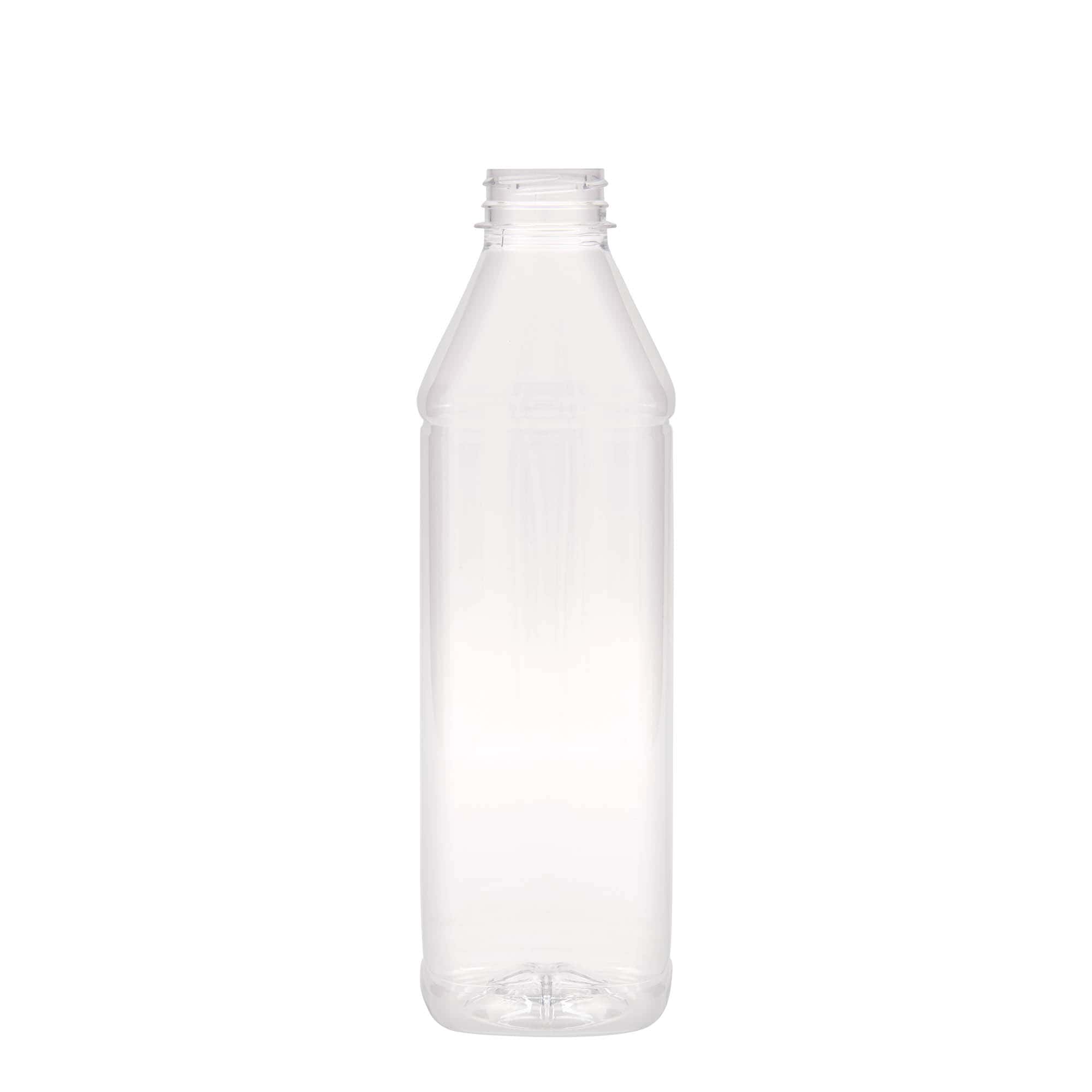 1 000 ml bouteille PET « Milk and Juice Carré », carrée, plastique, ouverture : 38 mm