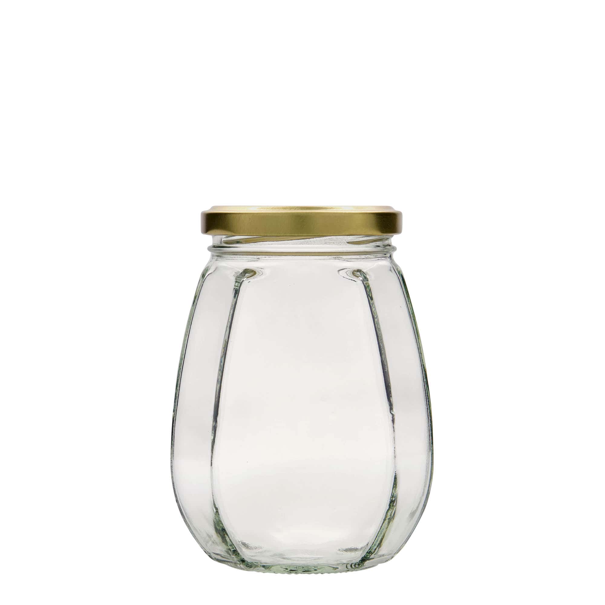 385 ml bocal décoratif, hexagonal, ouverture : Twist-Off (TO 63)