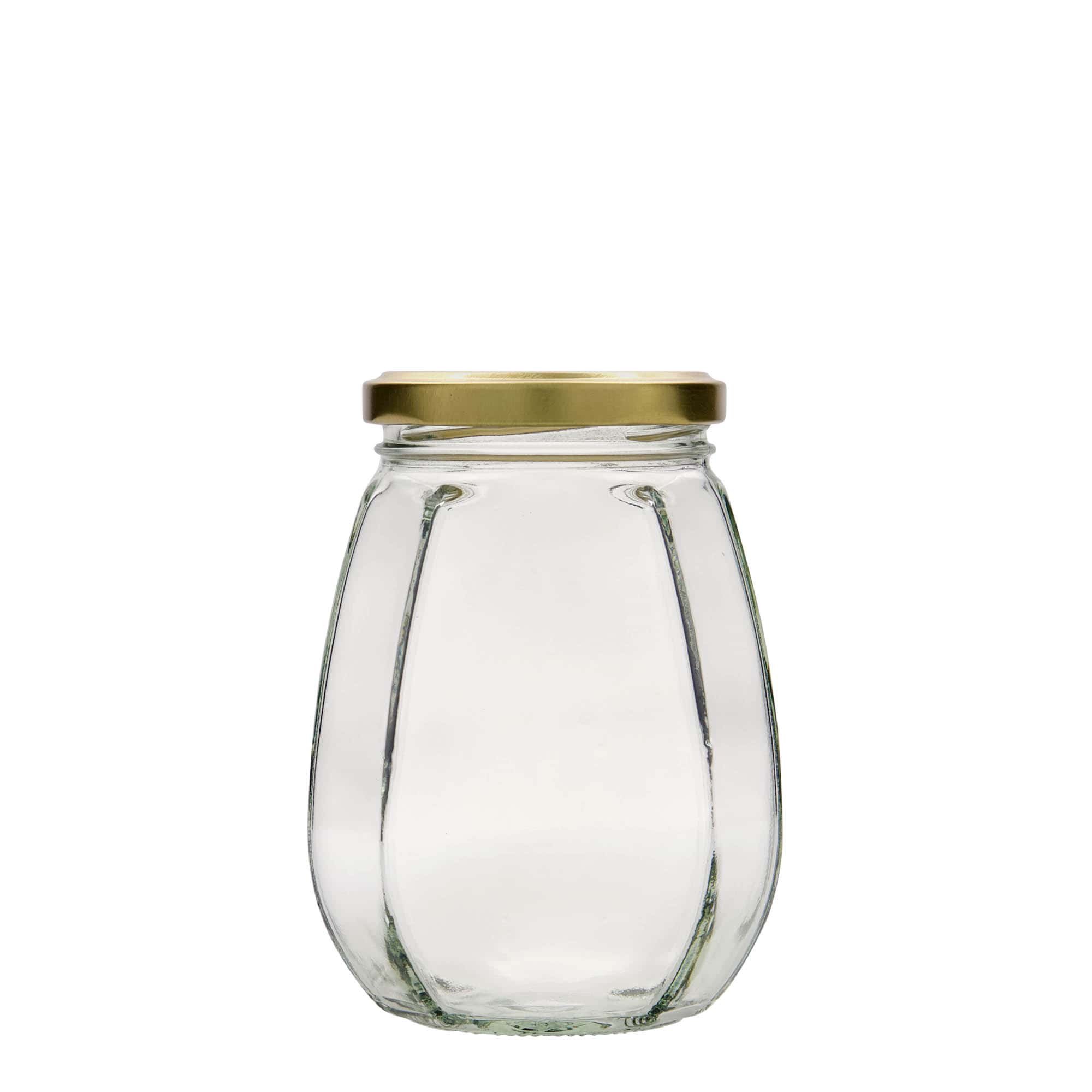 385 ml bocal décoratif, hexagonal, ouverture : Twist-Off (TO 63)