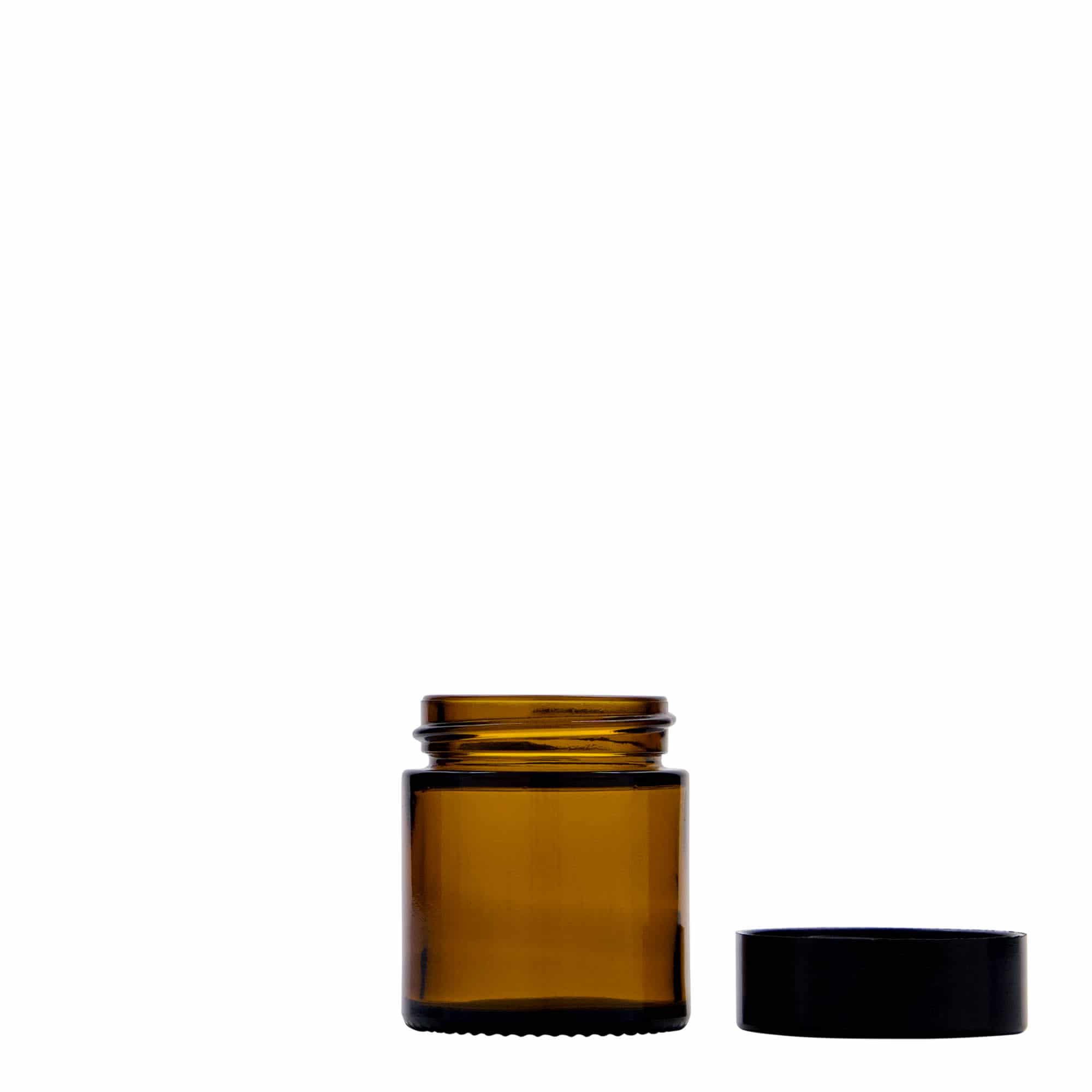 Pot de 30 ml « Brown Line », verre, brun, ouverture : bouchon à vis