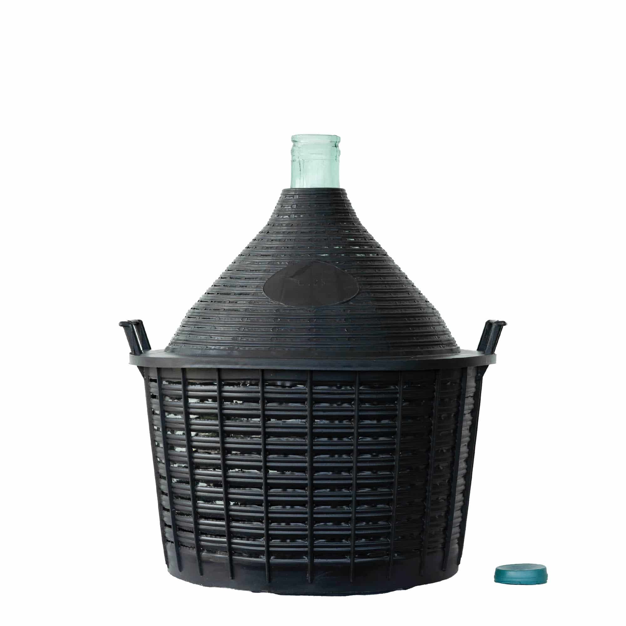 Dame-jeanne 25 l à col étroit, verre, bouchage: couvercle cloche