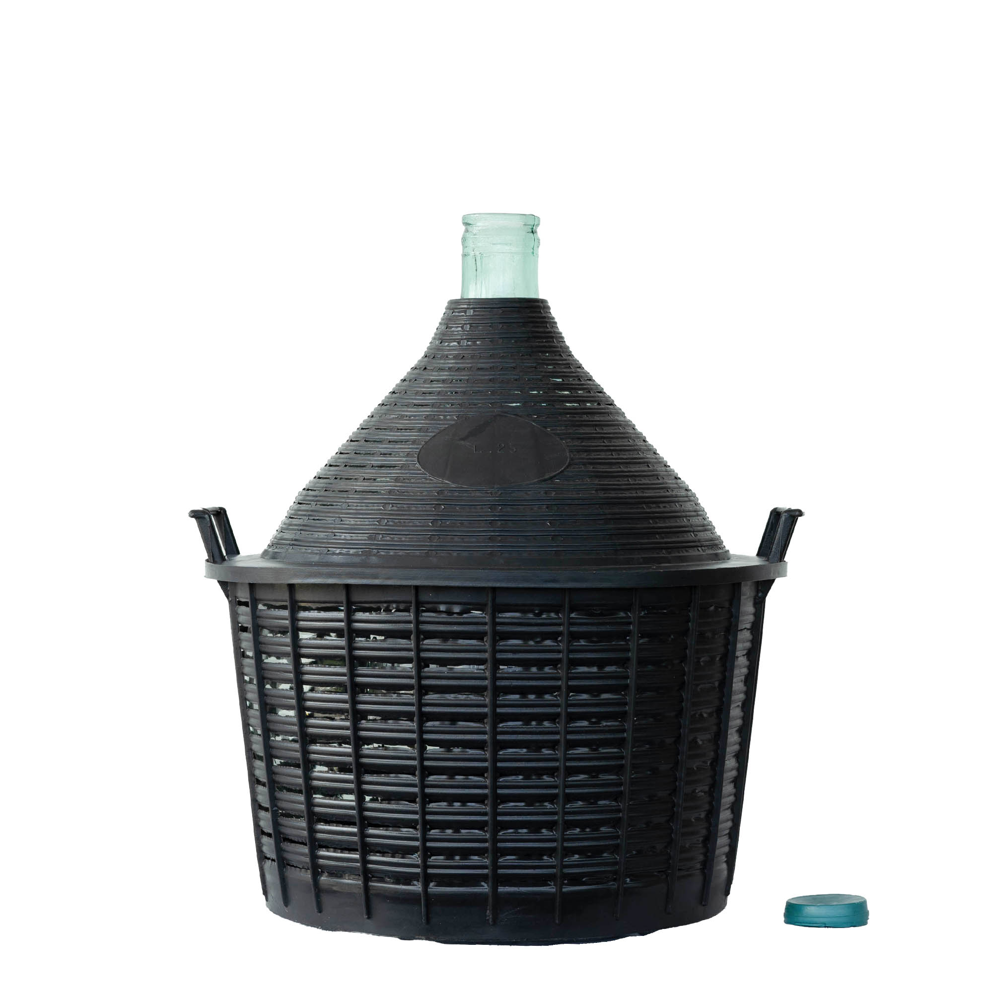 Bouteille ballon 25 l col étroit, verre, ouverture : couvercle à emboîtement