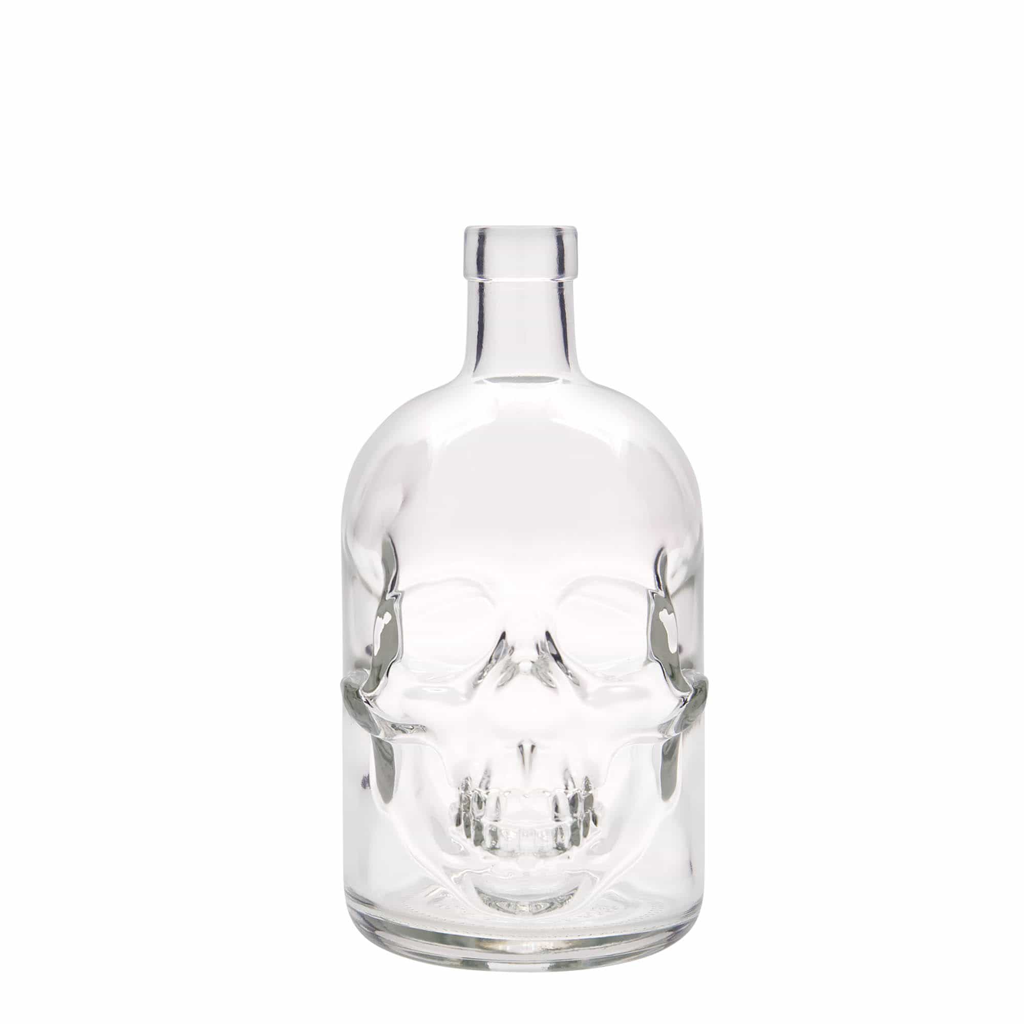 Bouteille en verre de 700 ml « Tête de mort », ouverture : bouchon en liège