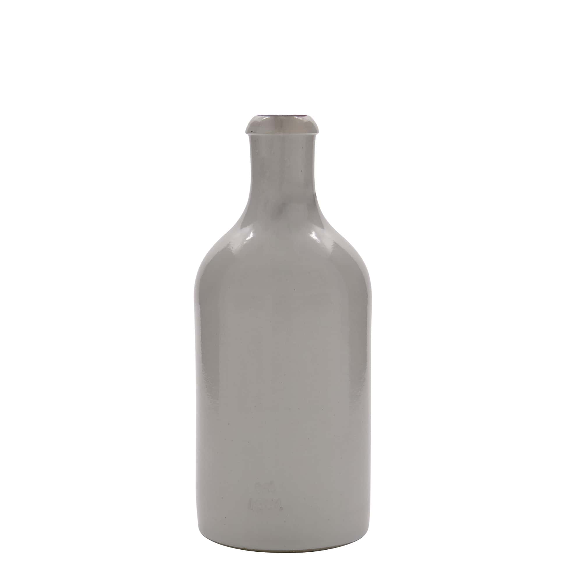 Chope en terre cuite 500 ml, grès, blanc, bouchage: bouchon mécanique Chope en terre cuite 500 ml, grès, blanc, bouchage: bouchon mécanique