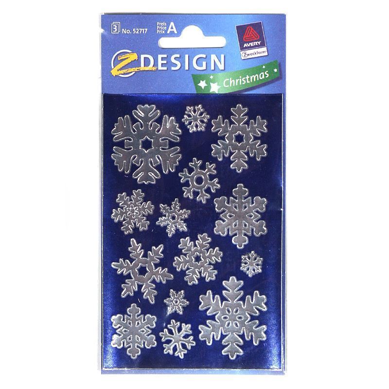 Autocollants Zweckform « Flocons de neige », papier, argenté Autocollants Zweckform « Flocons de neige », papier, argenté