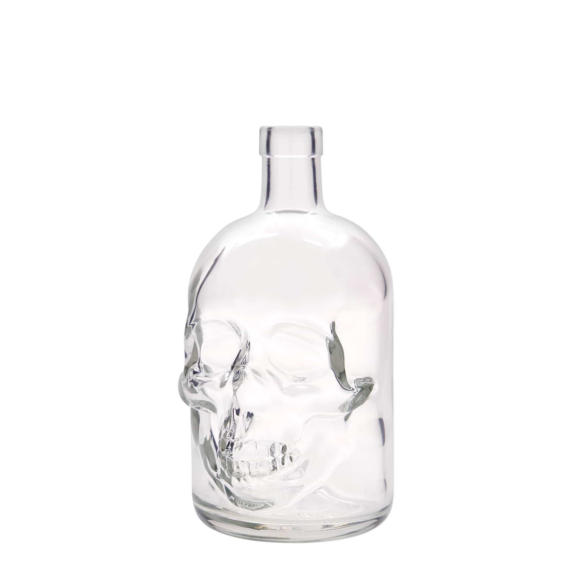 Bouteille en verre de 700 ml « Tête de mort », ouverture : bouchon en liège