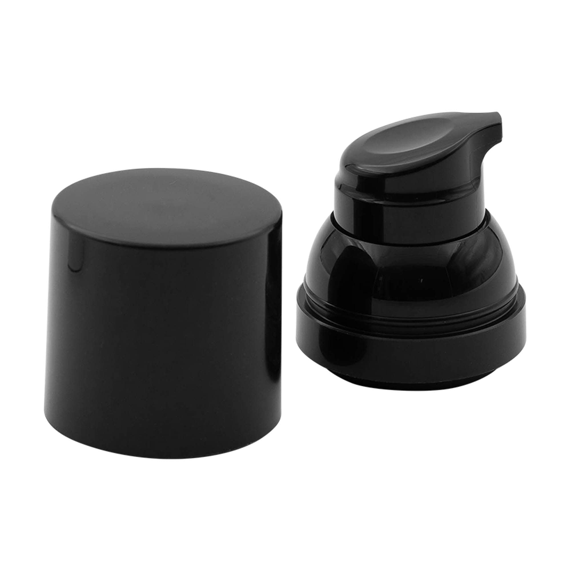Pompe distributeur airless « Mezzo », type D, plastique PP, noir avec capuchon noir
