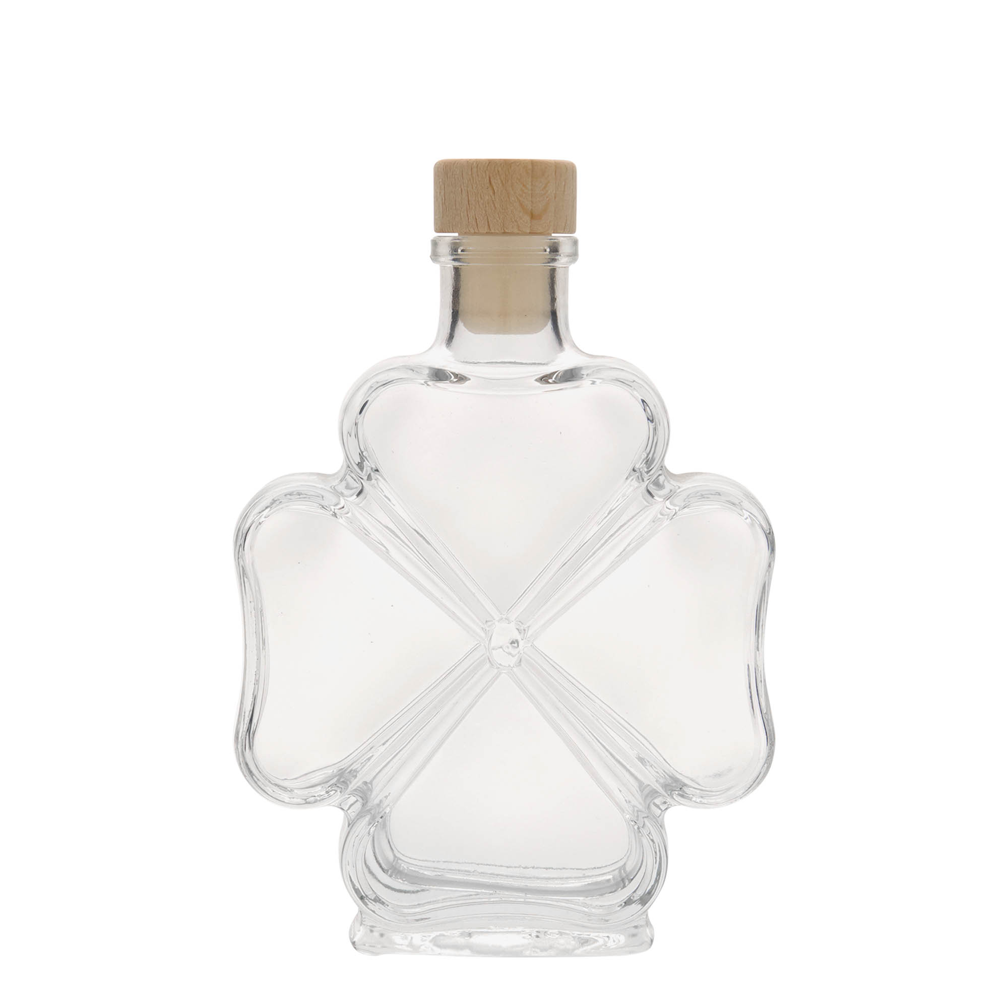 Flacon en verre de 200 ml « Trèfle », ouverture : bouchon en liège Flacon en verre de 200 ml « Trèfle », ouverture : bouchon en liège
