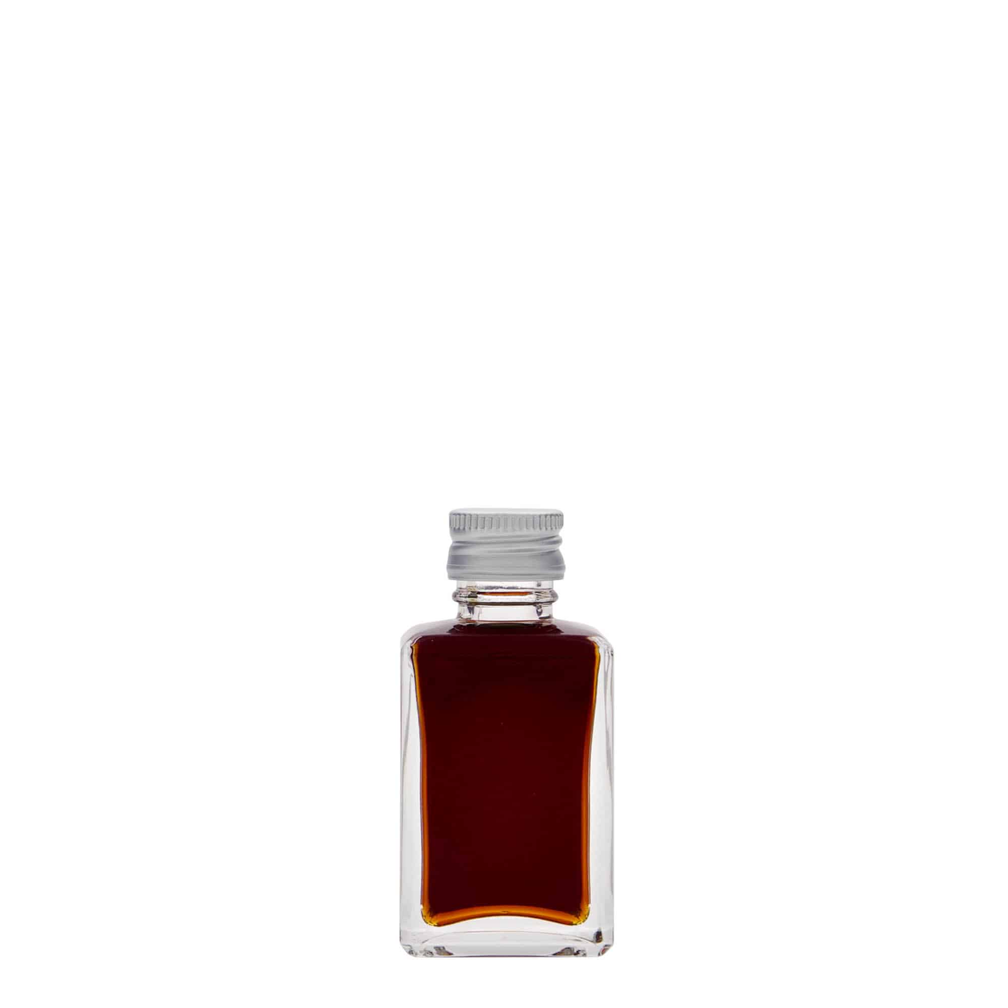 Bouteille en verre 30 ml 'Tamme', carrée, bouchage: PP 18
