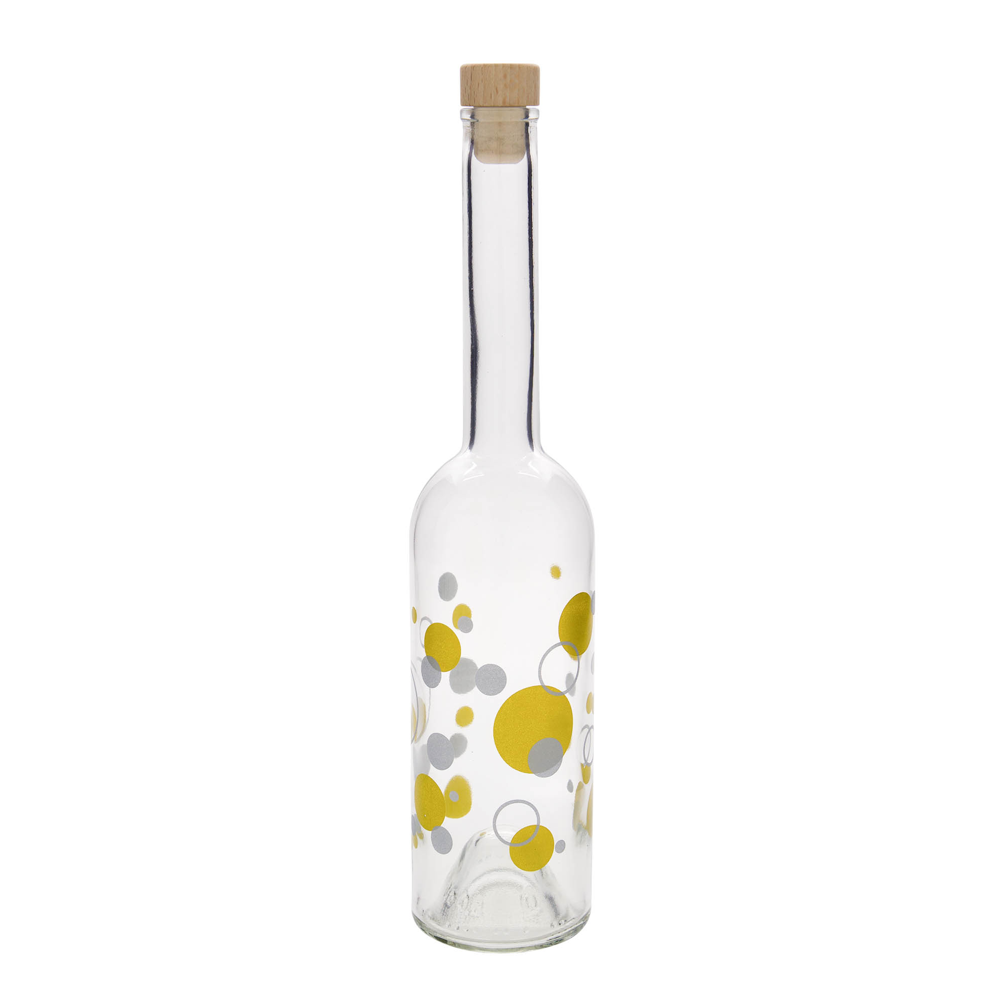 Bouteille en verre 500 ml « Opera », motif : points, bouchon : liège