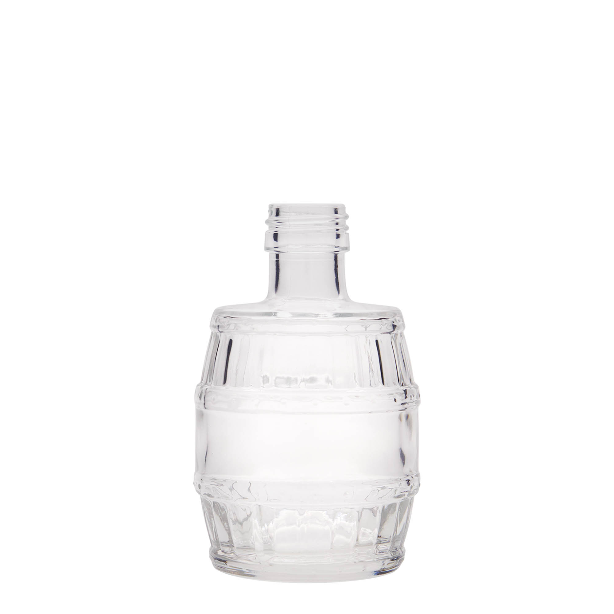 Bouteille en verre 200 ml « tonneau », ouverture : PP 28 Bouteille en verre 200 ml « tonneau », ouverture : PP 28