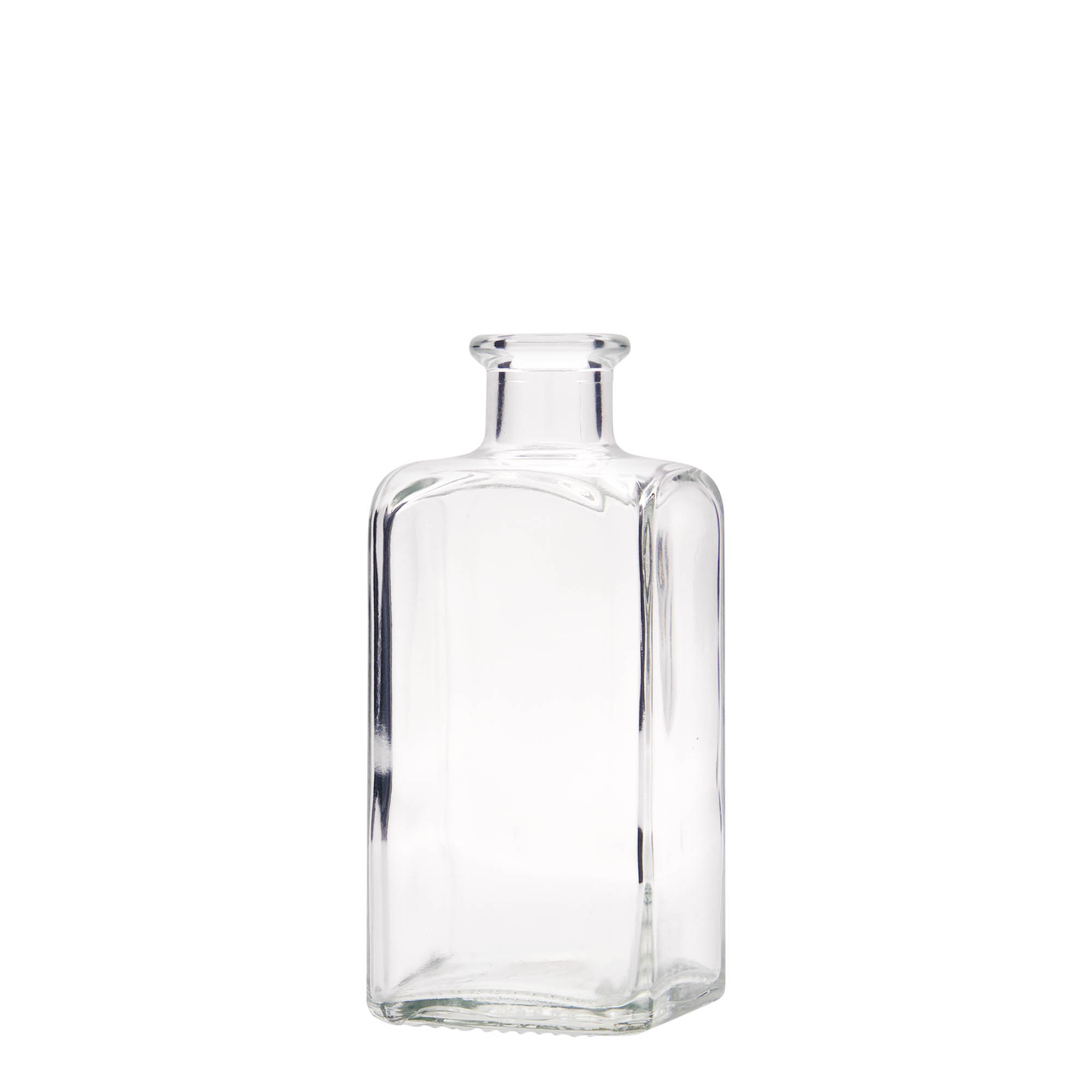 Flacon en verre 250 ml Apotheker Carré, carré, ouverture : bouchon en liège Flacon en verre 250 ml Apotheker Carré, carré, ouverture : bouchon en liège