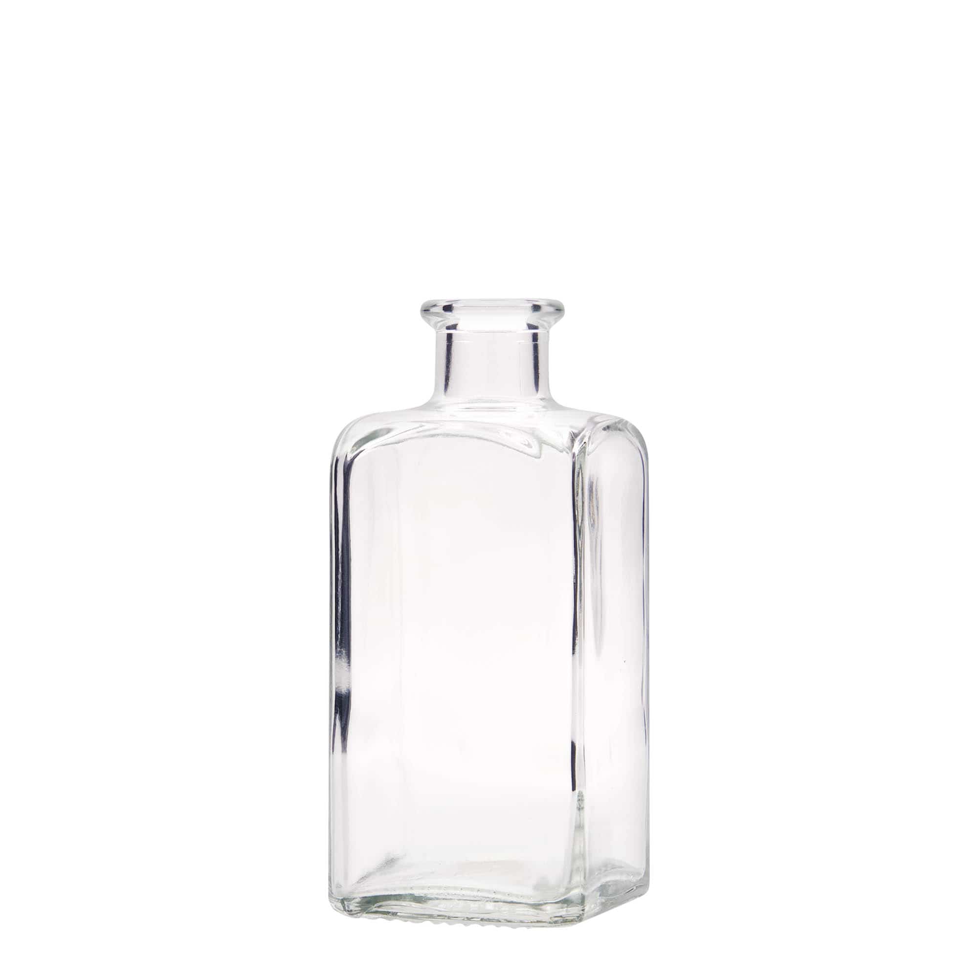 Flacon en verre 250 ml Apotheker Carré, carré, ouverture : bouchon en liège Flacon en verre 250 ml Apotheker Carré, carré, ouverture : bouchon en liège