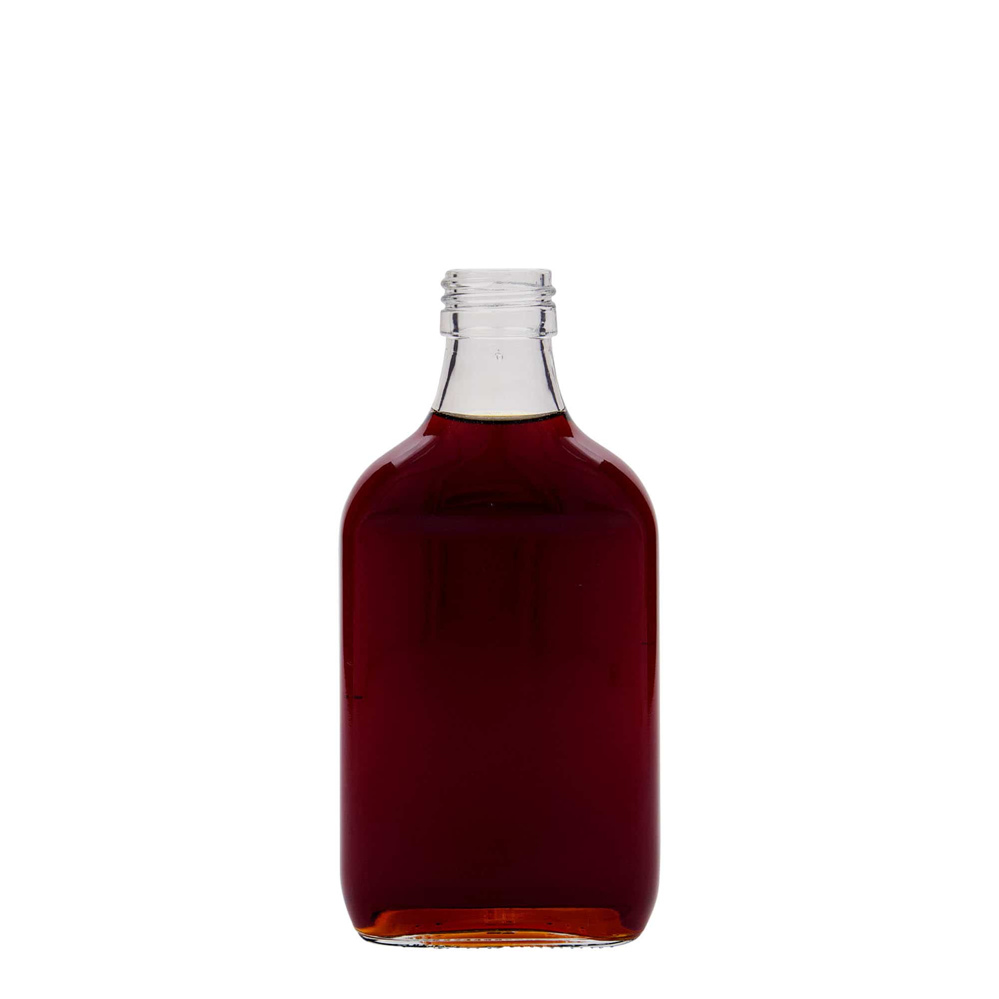 Flasque 200 ml, rectangulaire, verre, col : PP 28