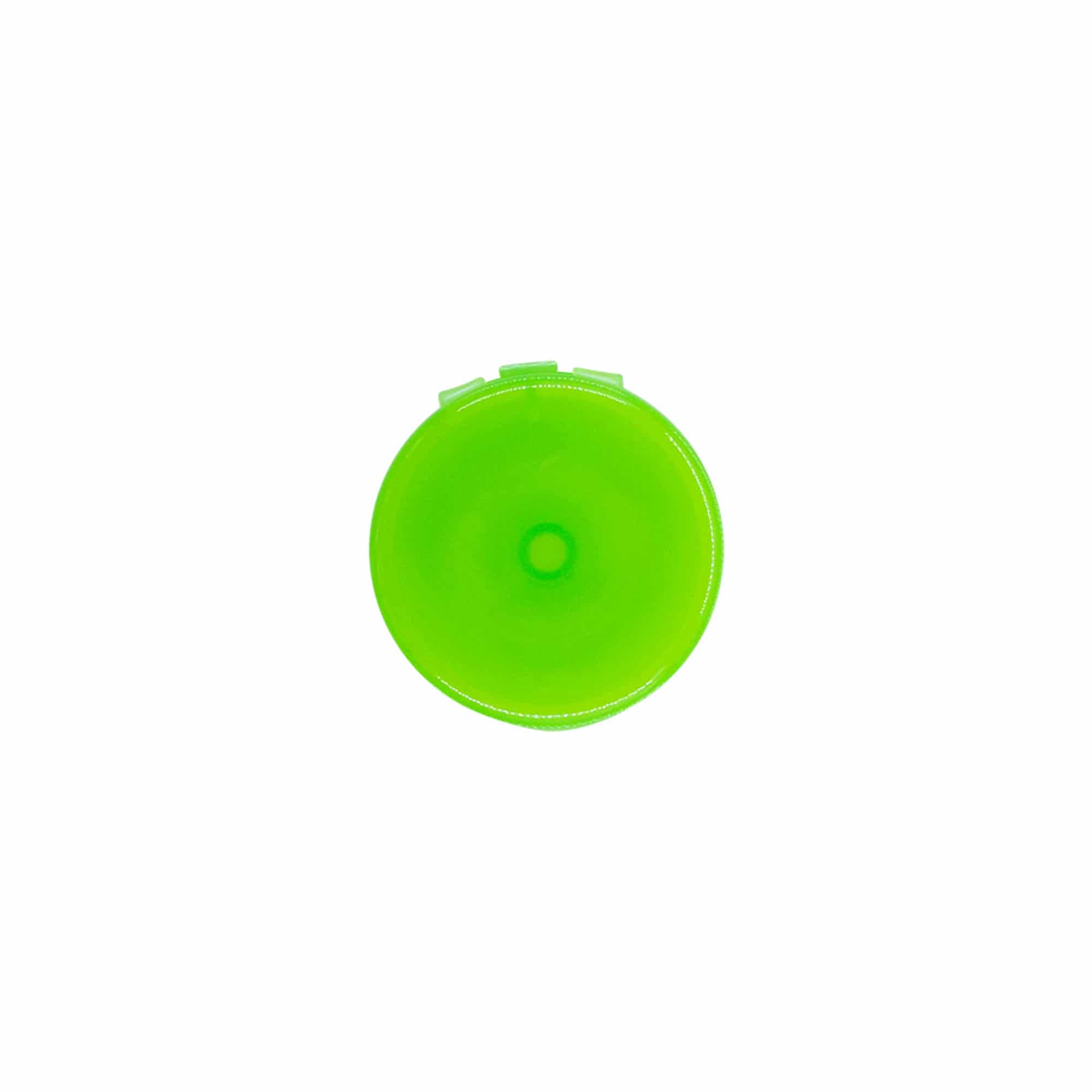 Bouchon à vis avec charnière à bascule, plastique PP, vert, pour ouverture : 24/410 Bouchon à vis avec charnière à bascule, plastique PP, vert, pour ouverture : 24/410