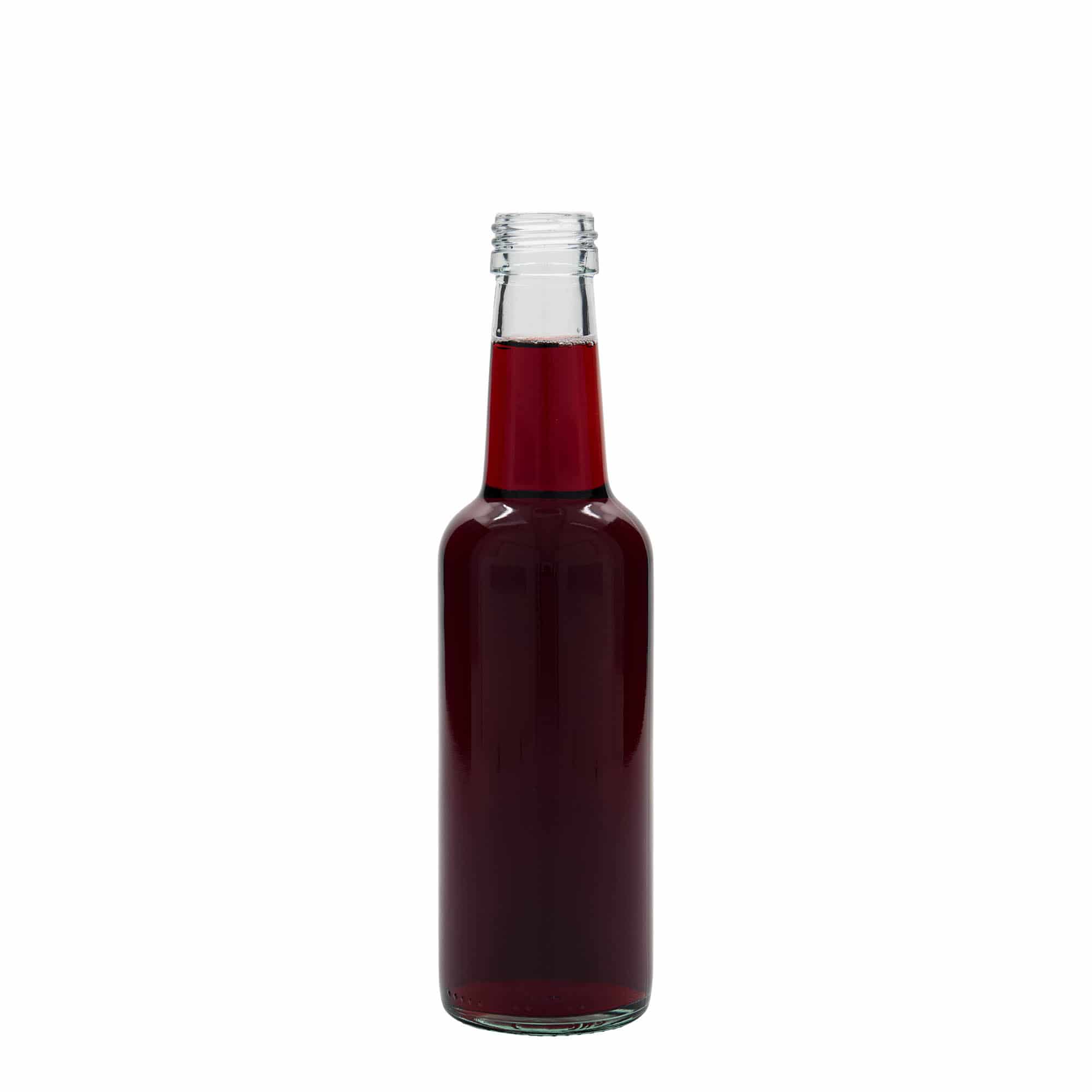 Bouteille en verre 250 ml à col droit, ouverture : PP 28 Bouteille en verre 250 ml à col droit, ouverture : PP 28
