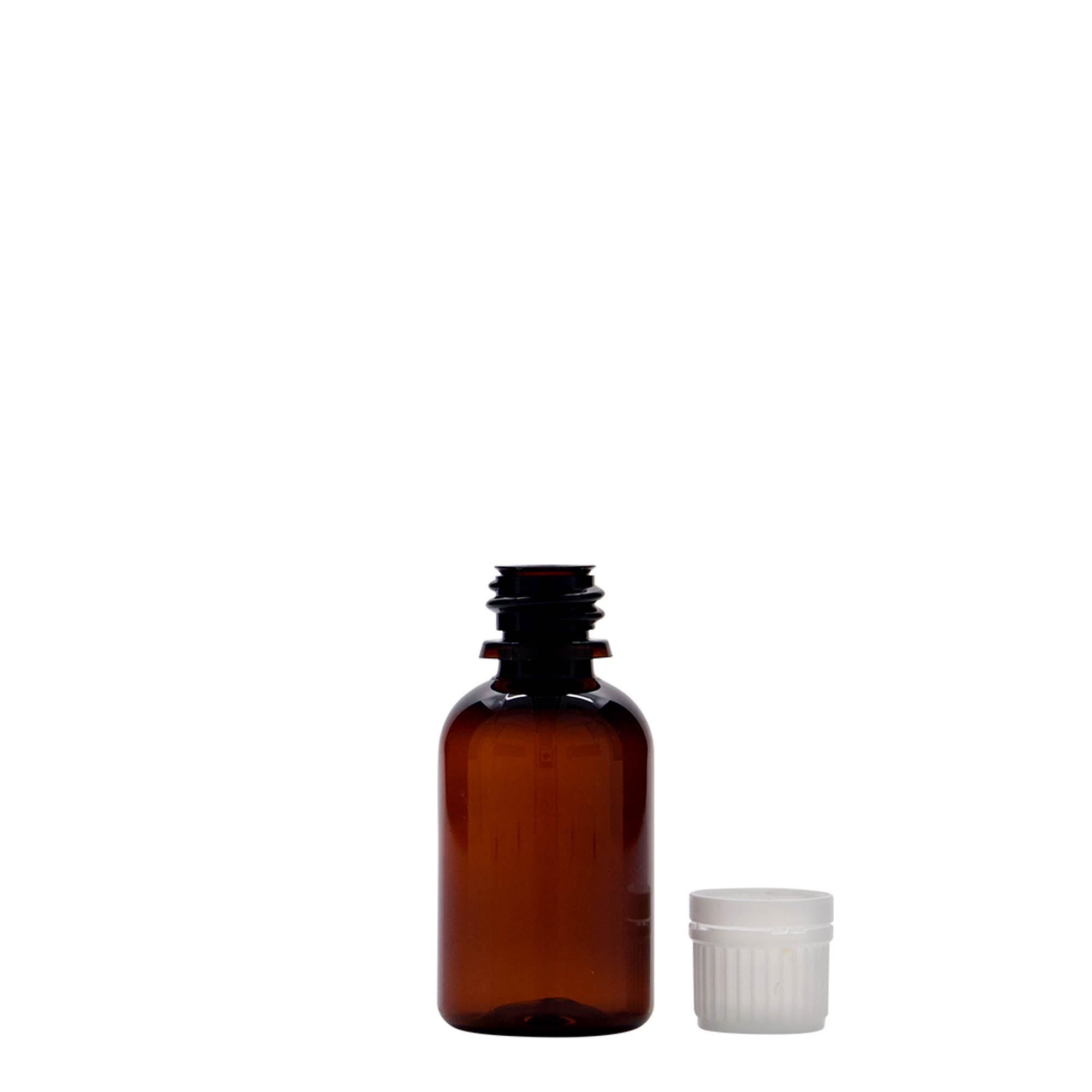 Flacon médical PET 30 ml 'Easy Living', brun, plastique, ouverture : DIN 18